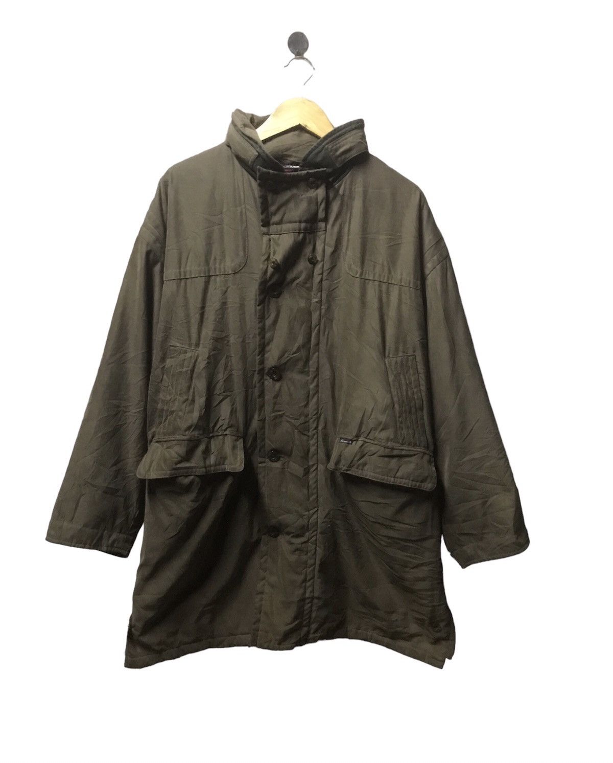 image of Vintage Faconnable Riri Zip Parka Jacket With Hidden Hooded in Light Army, Men's (Size Medium)