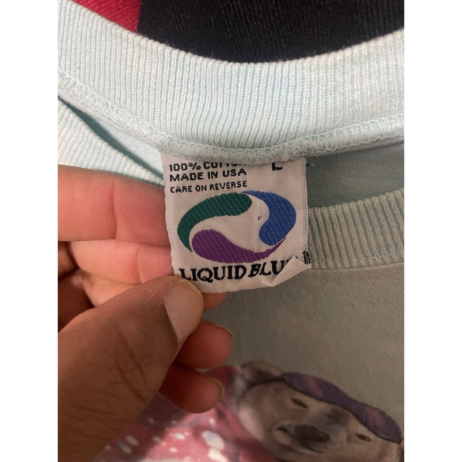 SIZE L-VTG LIQUID BLUE 1997 POLAR BEAR PENGUIN AOP SHIRT