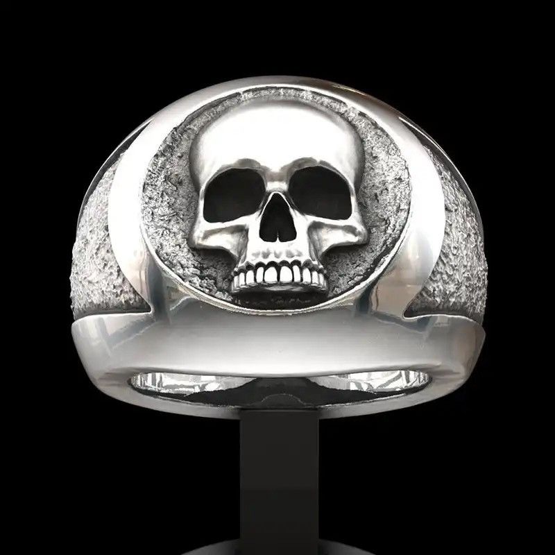 Vintage Stainless Steel Skull Ring Size ONE SIZE - 2 Thumbnail