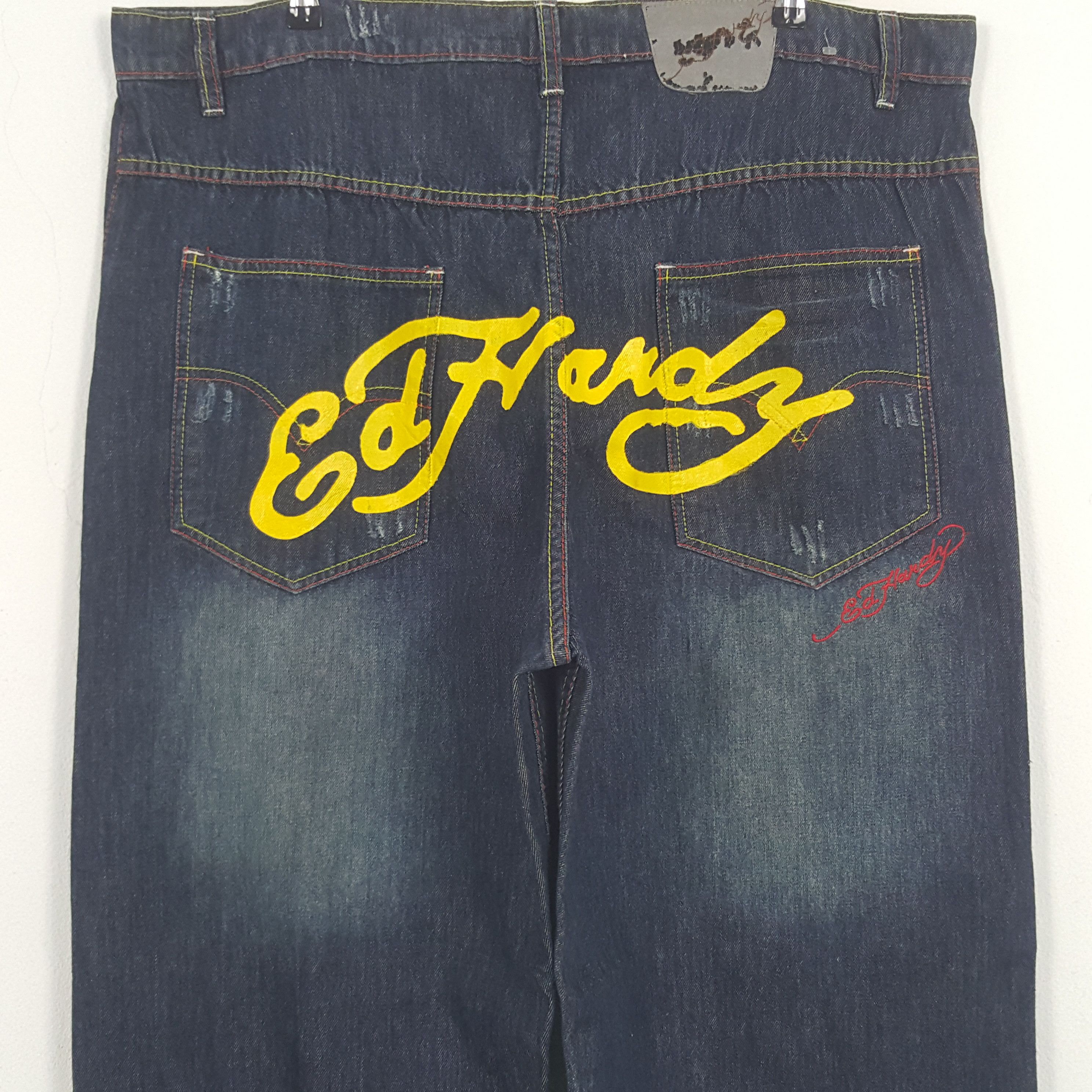 Ed Hardy × Vintage Vintage Ed Hardy Custom Spell Out Art Denim Jeans Size US 43 - 2 Thumbnail