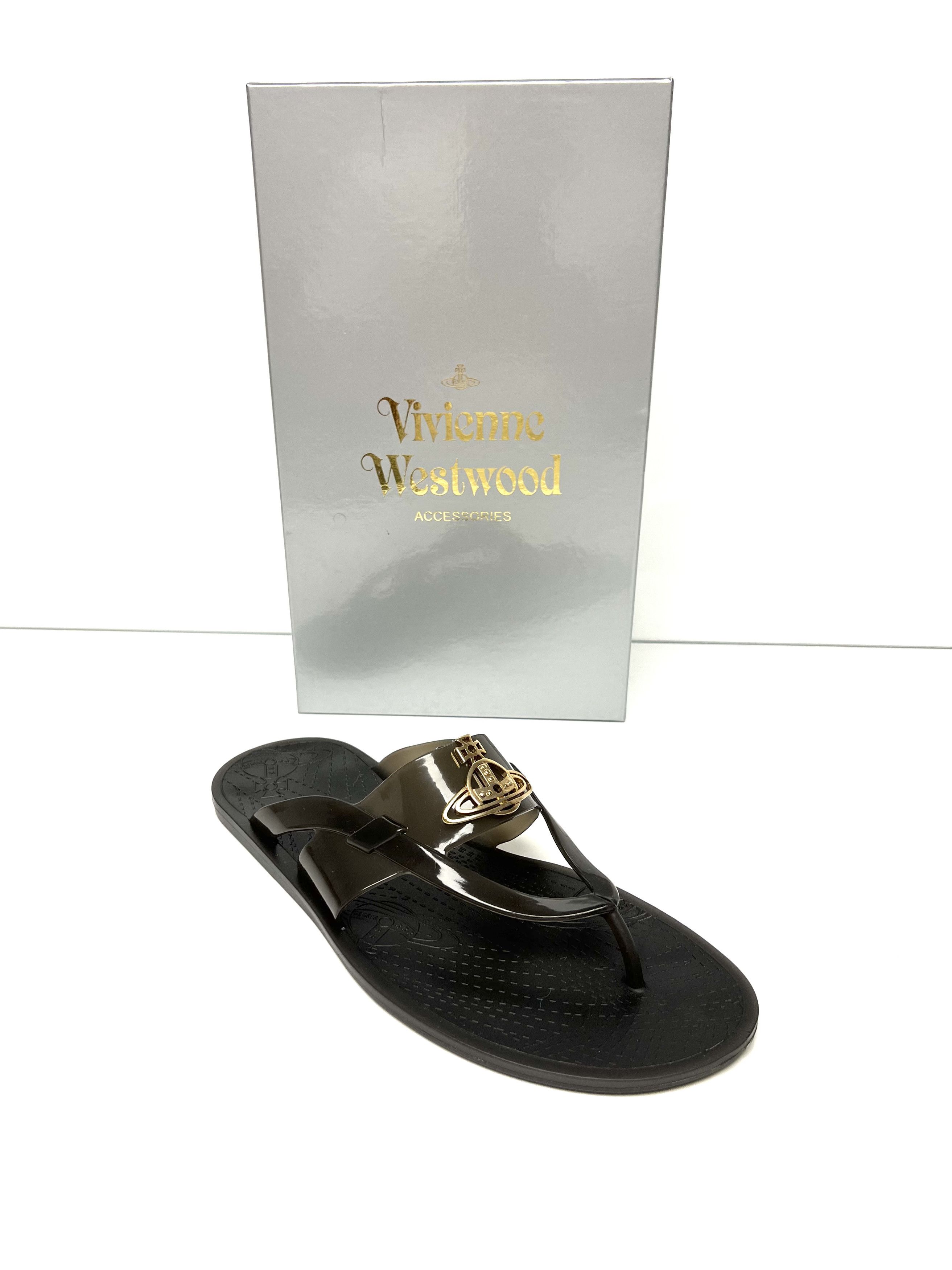 Vivienne Westwood NEW, VIVIEENE WESWOOD UNISEX BLACK FLIP FLOPS, SS13 Size US 11 / EU 44 - 1 Thumbnail