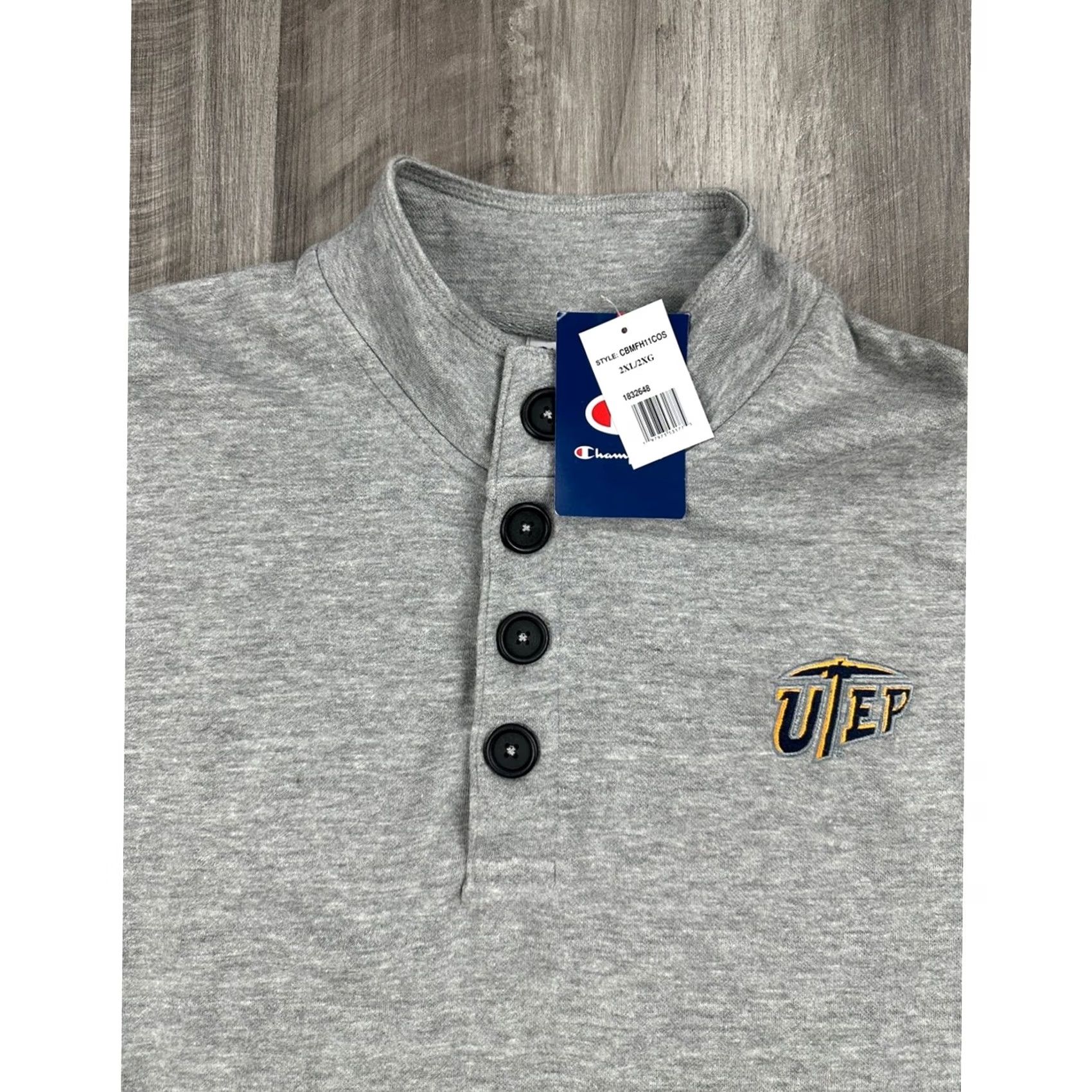 Champion UTEP Miners Champion Heather Gray Henley Pullover Sweatshirt - 2XL Mens Gray Pullover Sweatshirt Champion Men 2XL Heather Gray UTEP Miners Humidity? Size US XXL / EU 58 / 5 - 4 Thumbnail
