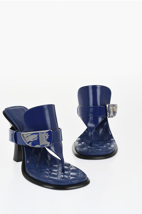 Burberry Leather Alf Bay Thong Sandals With Quilted Inner 11Cm in Blue, Women's (Size 7)