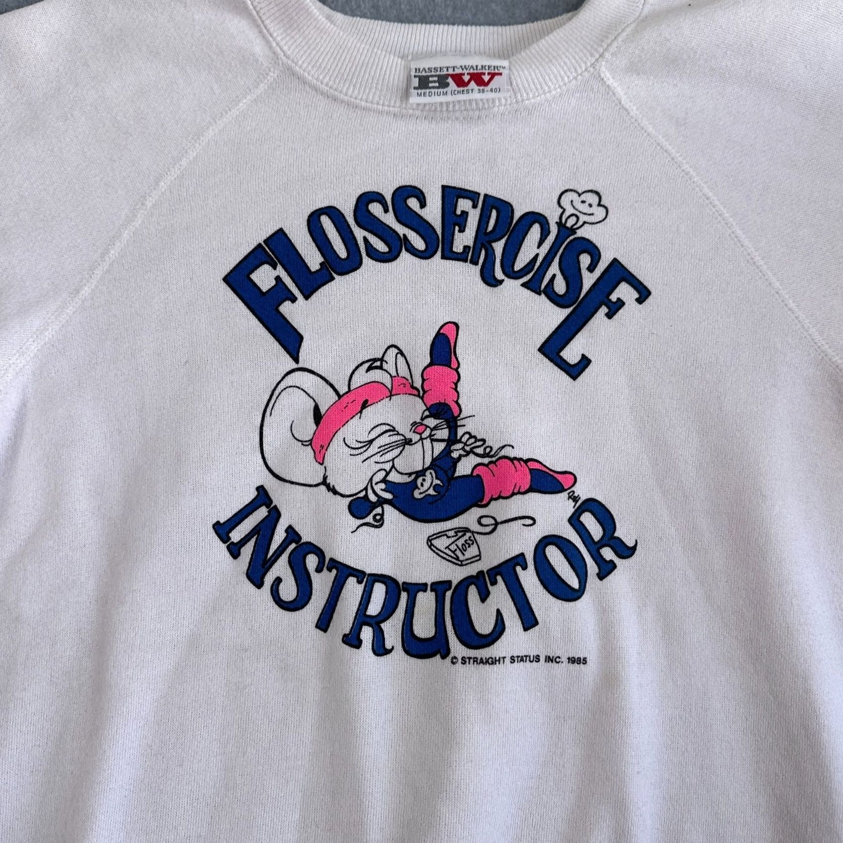Vintage Bassett Walker Flossercise Instructor Pullover Sweatshirt White Men's M Size US M / EU 48-50 / 2 - 3 Thumbnail