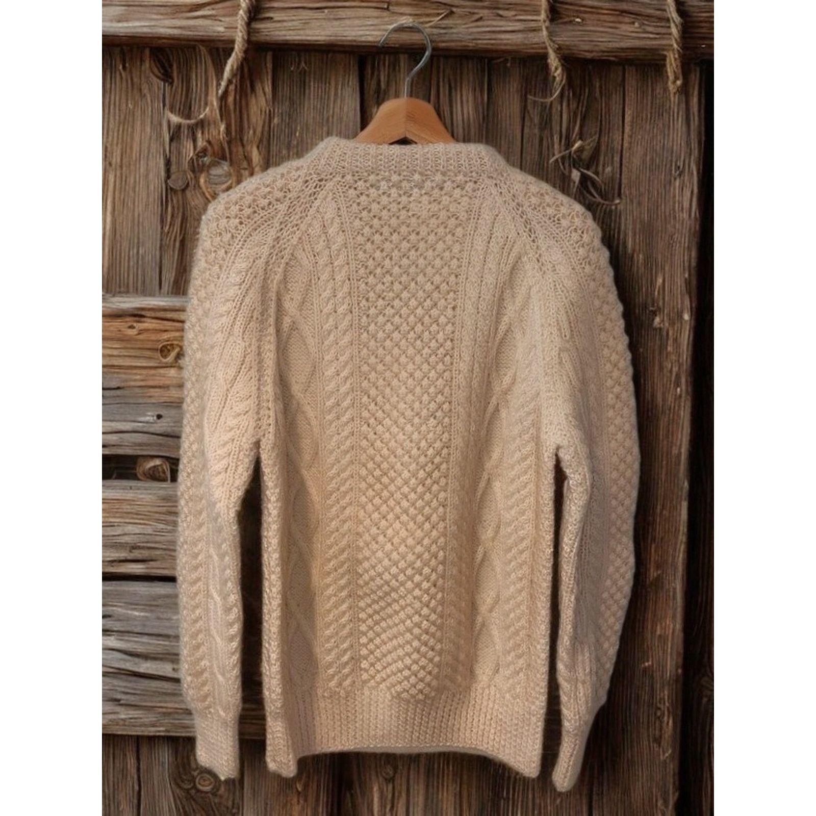 Other Aran Irish Wool Sweater L Fisherman Cable Knit Chunky Cream Size US L / EU 52-54 / 3 - 7 Thumbnail
