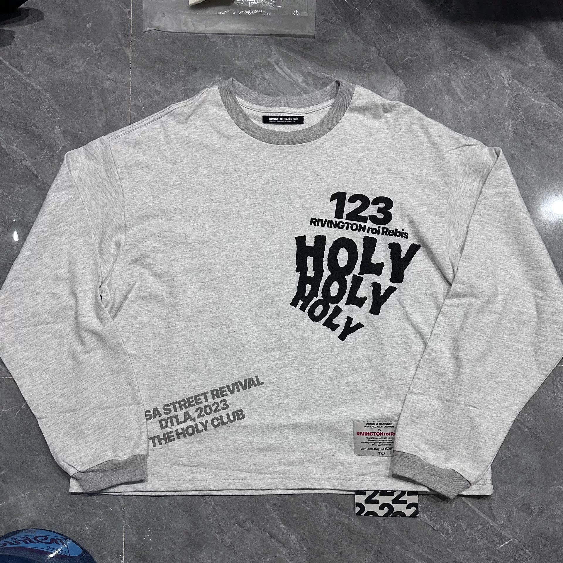 RRR-123 Gray Long Sleeve Shirt with Burnt Design Size US M / EU 48-50 / 2 - 1 Thumbnail