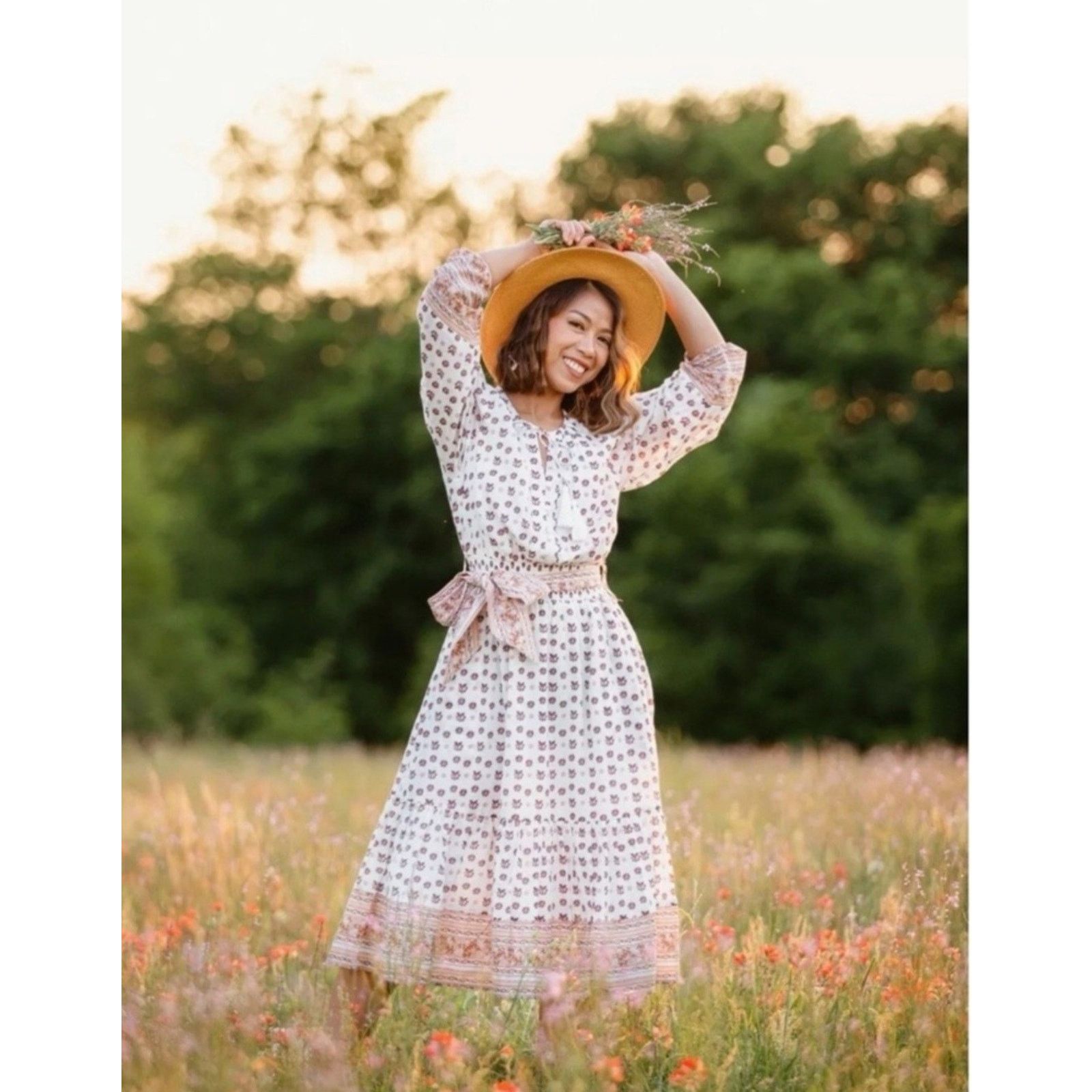 Cleobella Cleobella Blakely Midi Peasant Organic Cotton Floral Dress Size M / US 6-8 / IT 42-44 - 3 Thumbnail