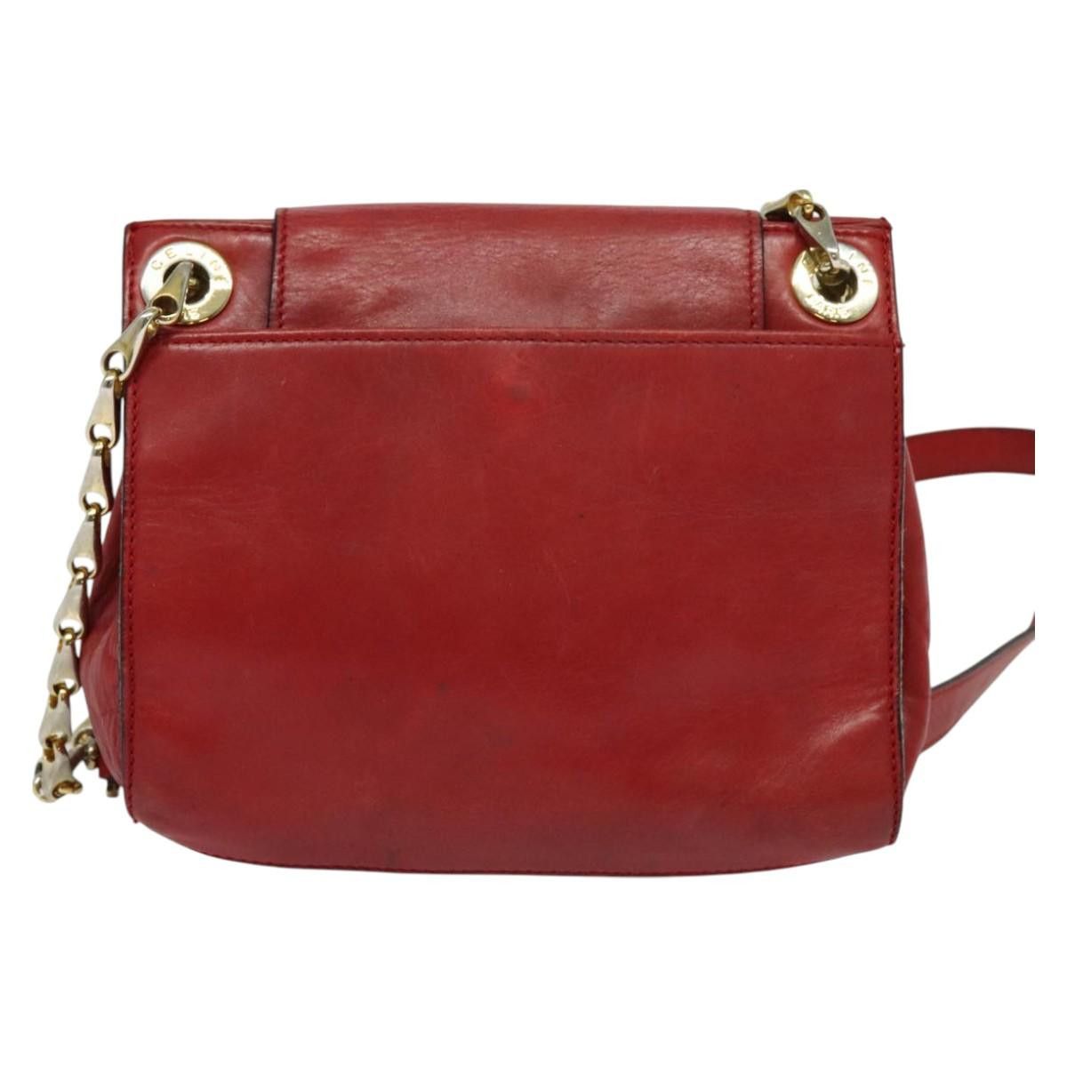 Celine CELINE Chain Shoulder Bag Leather Red Gold Size ONE SIZE - 2 Thumbnail