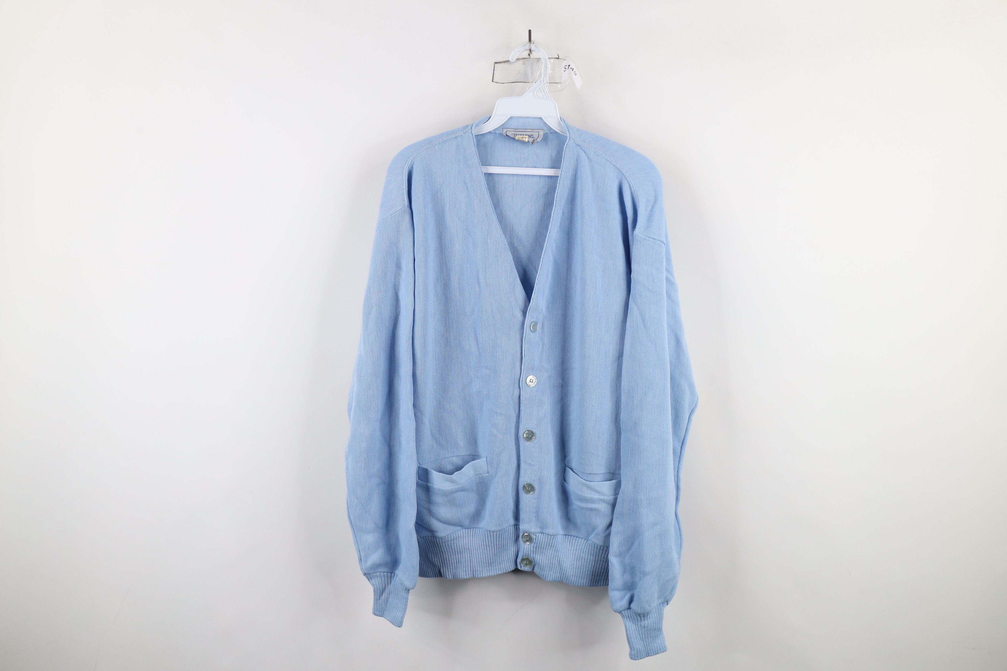 Vintage Vintage 70s Streetwear Cardigan Sweater Carolina Blue USA Size US L / EU 52-54 / 3 - 1 Thumbnail