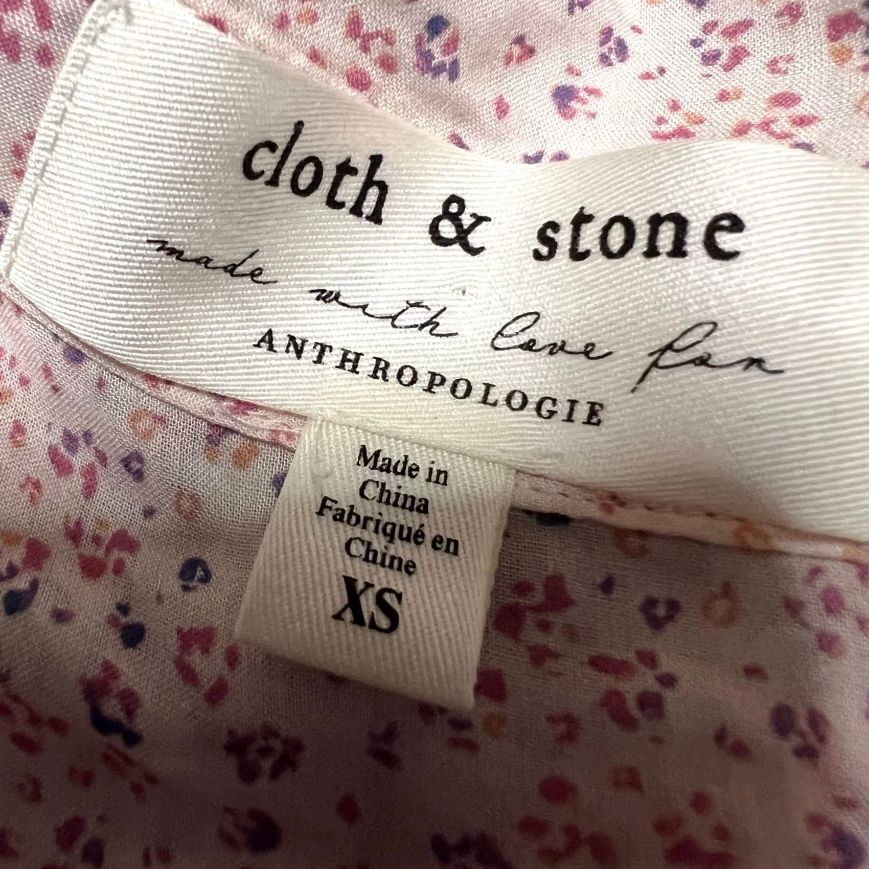Anthropologie Cloth & Stone by Anthropologie Shirt Womens XS Floral Button-Up Sheer Pink XS Womens Size XS / US 0-2 / IT 36-38 - 6 Thumbnail