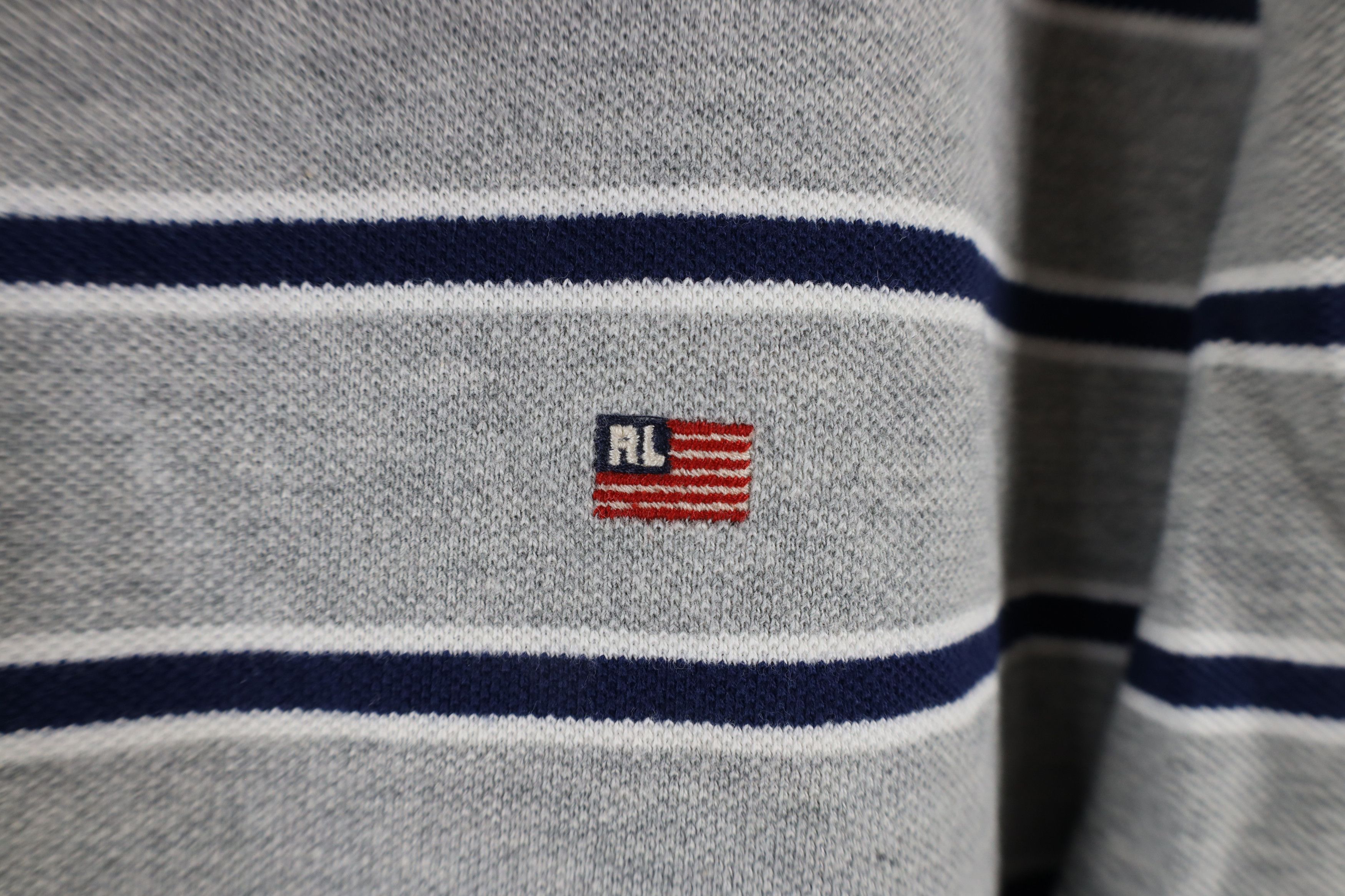 Ralph Lauren × Vintage Vintage 90s Ralph Lauren Flag Collared Golf Polo Shirt Gray Size US XL / EU 56 / 4 - 4 Thumbnail