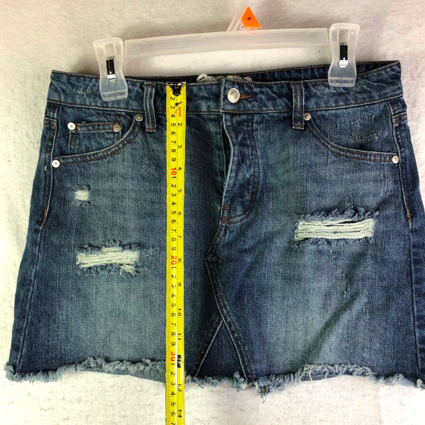 Vintage Altered State Distressed Button Blue Jean Mini Midi Skirt M 31" Waist Blue Denim Skirt Size 32" / US 10 / IT 46 - 6 Thumbnail