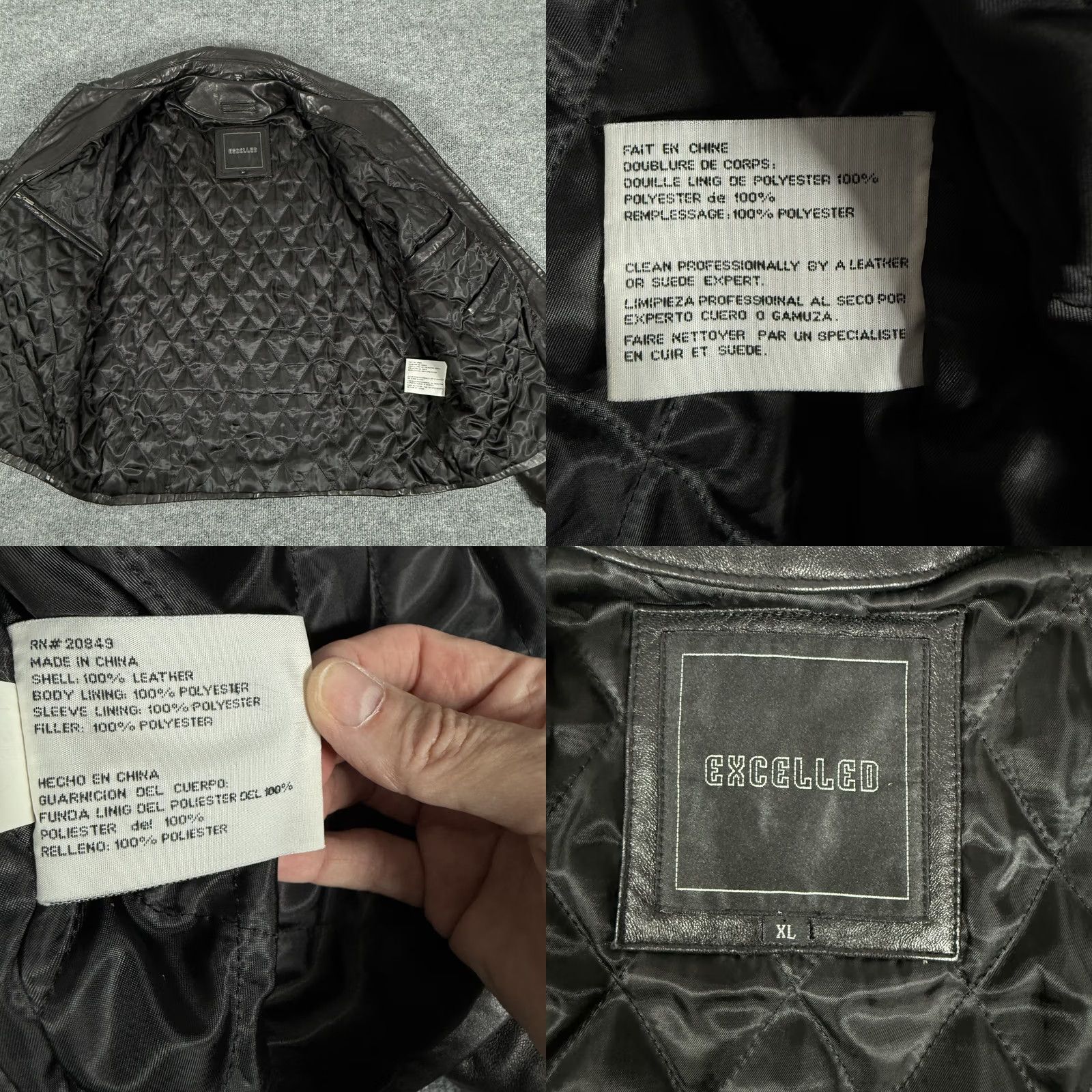 Vintage Excelled Leather Jacket Mens XL Quilted Lined Zip Pockets Classic Extra Large Size US XL / EU 56 / 4 - 8 Thumbnail