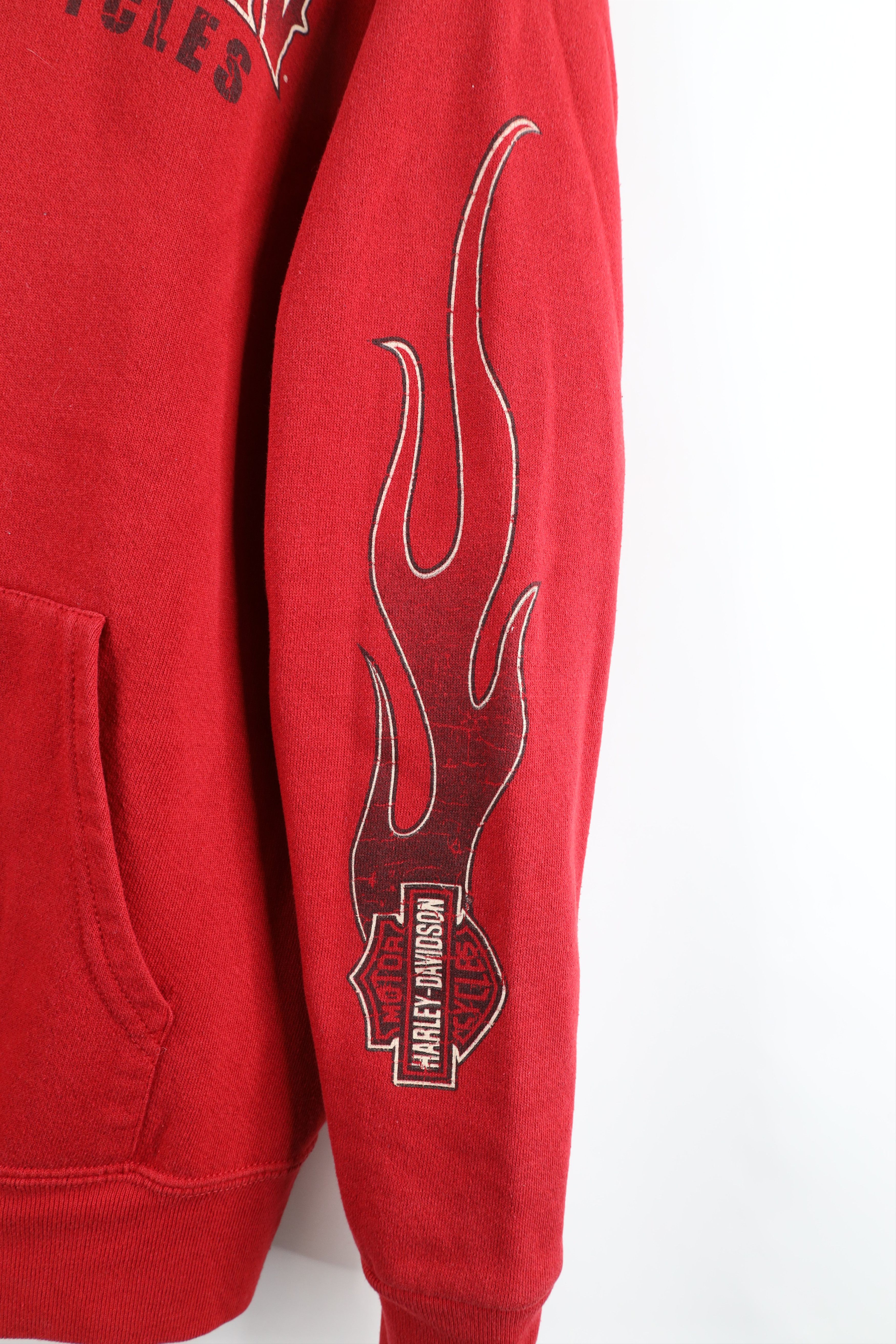 Harley Davidson Vintage Y2K Harley Davidson Fire Flames Hoodie Sweatshirt Size ONE SIZE - 4 Thumbnail