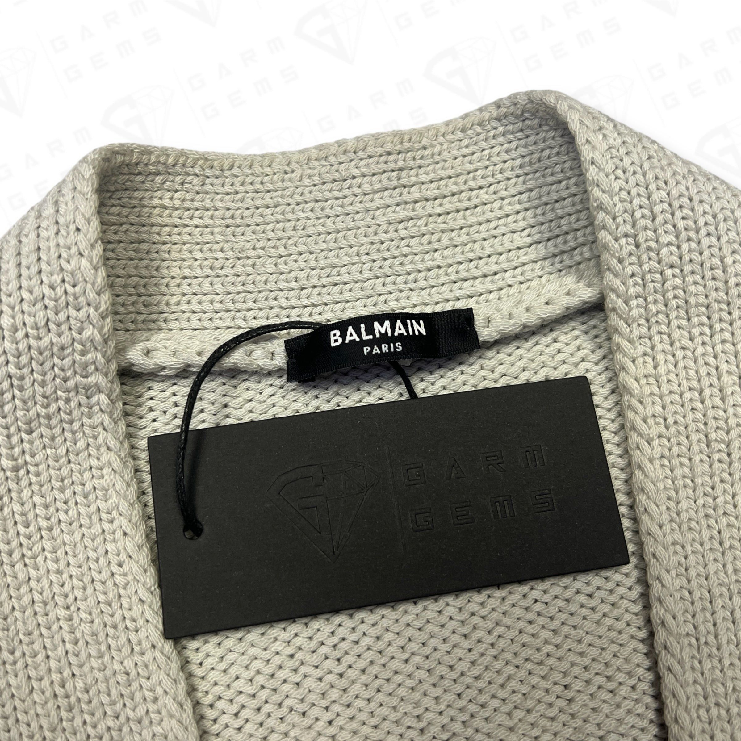 Balmain Balmain Logo Intarsia Knit Wool Cardigan Size US L / EU 52-54 / 3 - 5 Thumbnail