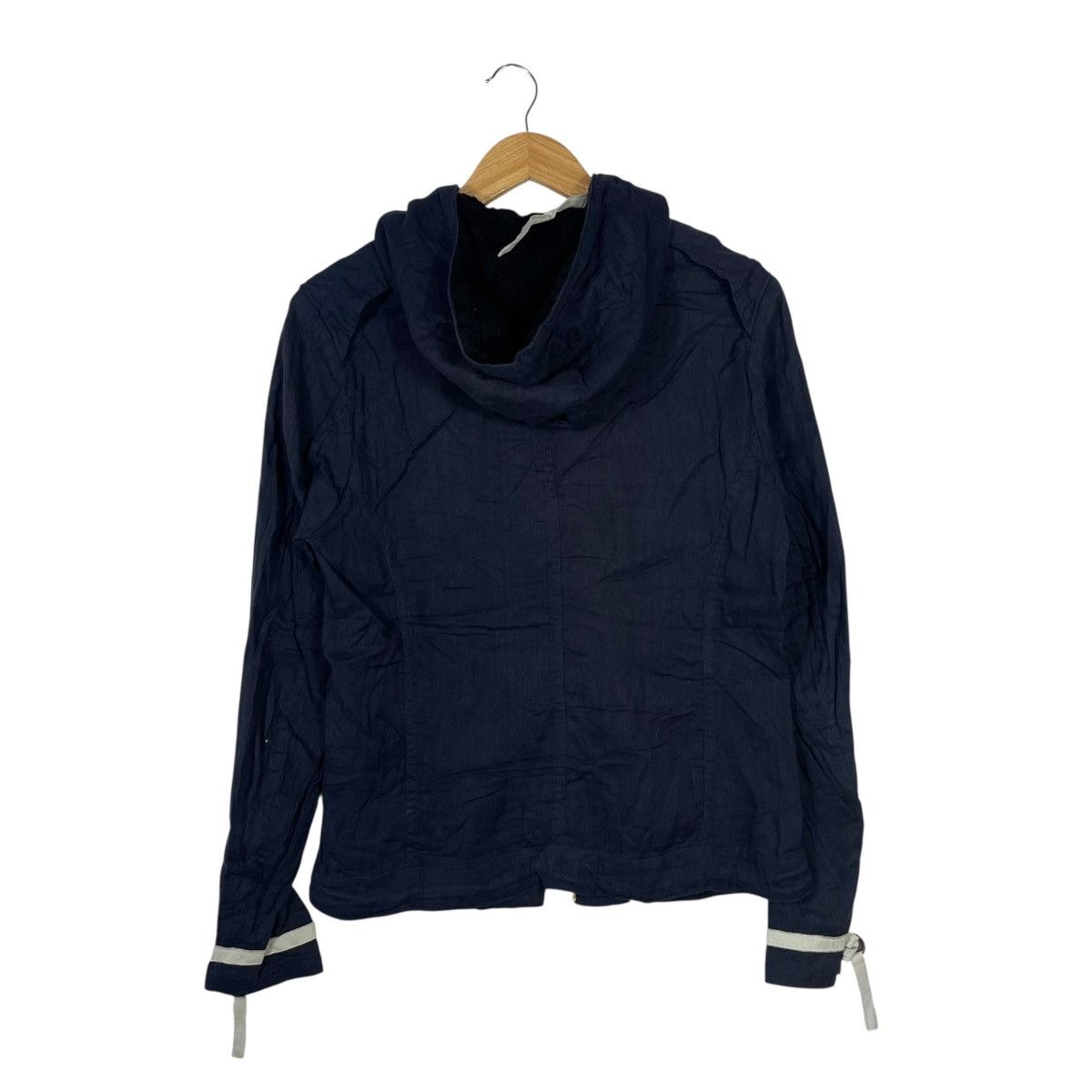 Vintage Bark Tannage Hooded Jacket Navy Horse Leather Trim Japanese Size S / US 4 / IT 40 - 4 Thumbnail