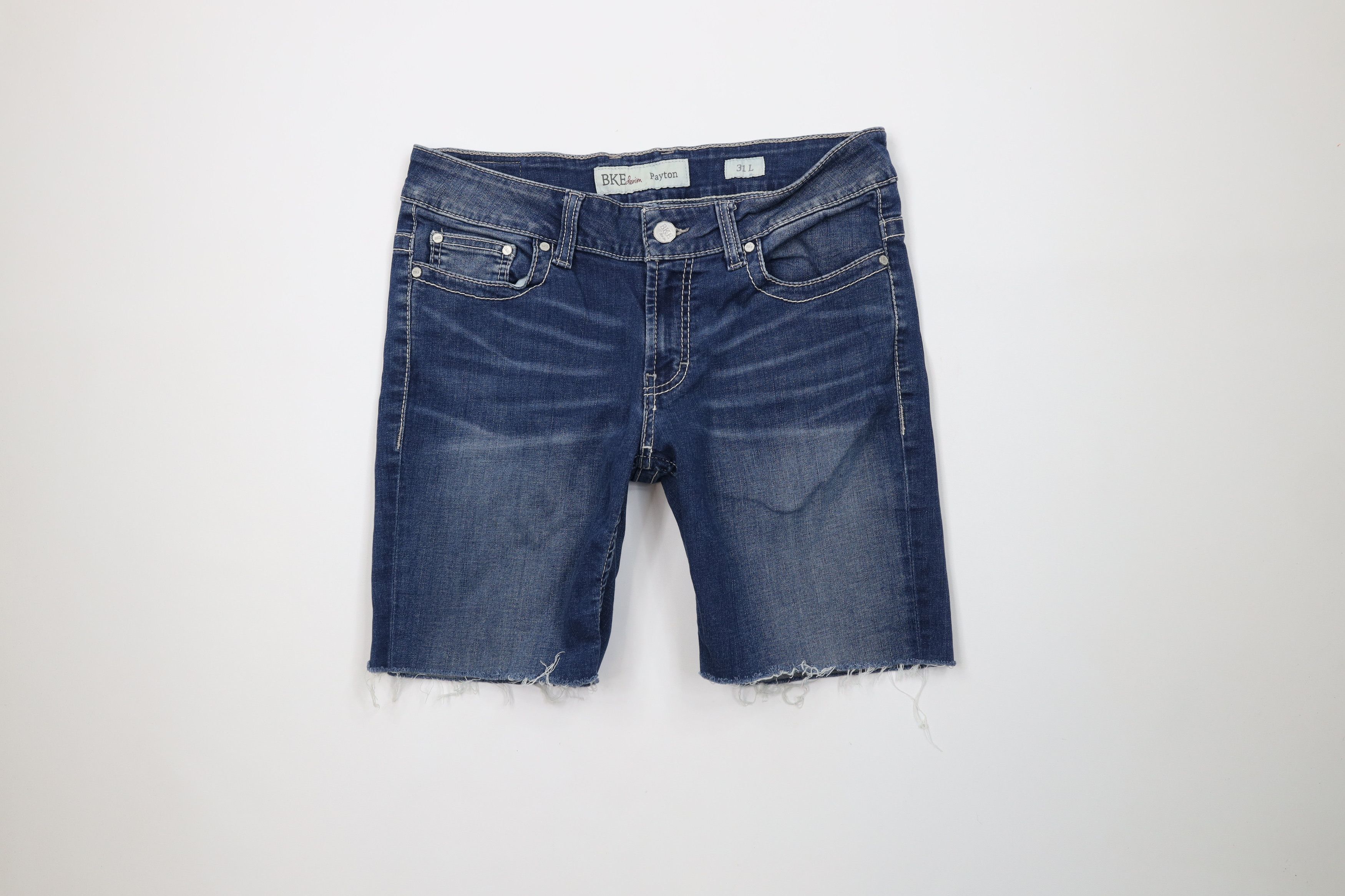 Vintage Buckle BKE Off Thick Stitch Stretch Denim Jean Shorts Blue Size 31" - 1 Thumbnail