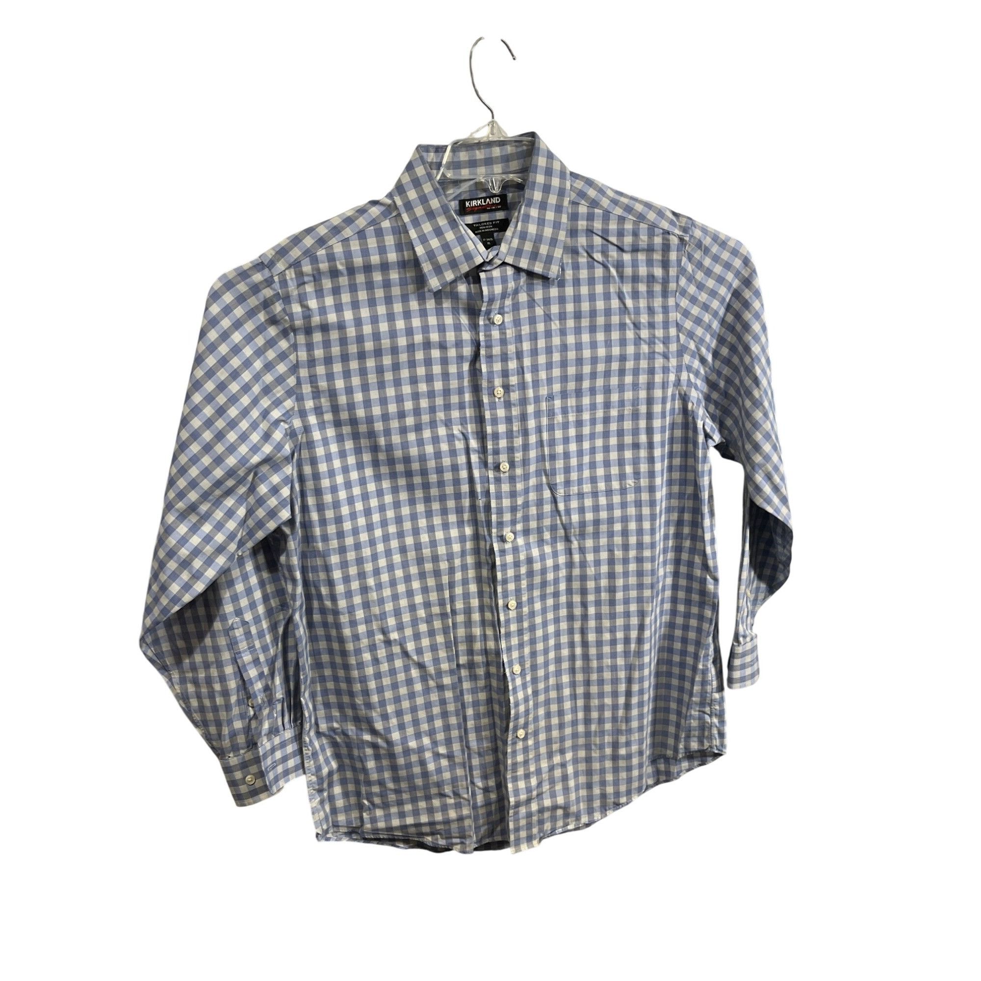 Other Kirkland Signature Tailored Fit Non-Iron Blue/White Checker Size US XL / EU 56 / 4 - 1 Thumbnail