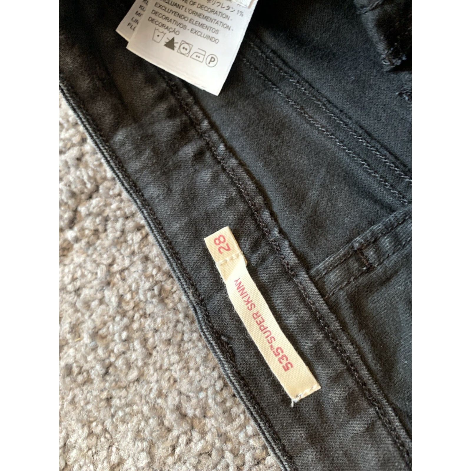 Levi's Womens Levi's 535 Jeans Black Size 28x30 Denim Skinny Regular Inseam 30 Low Rise Logo Solid Cotton Spandex Vintage No Pattern Jeans Size 28" / US 6 / IT 42 - 5 Thumbnail