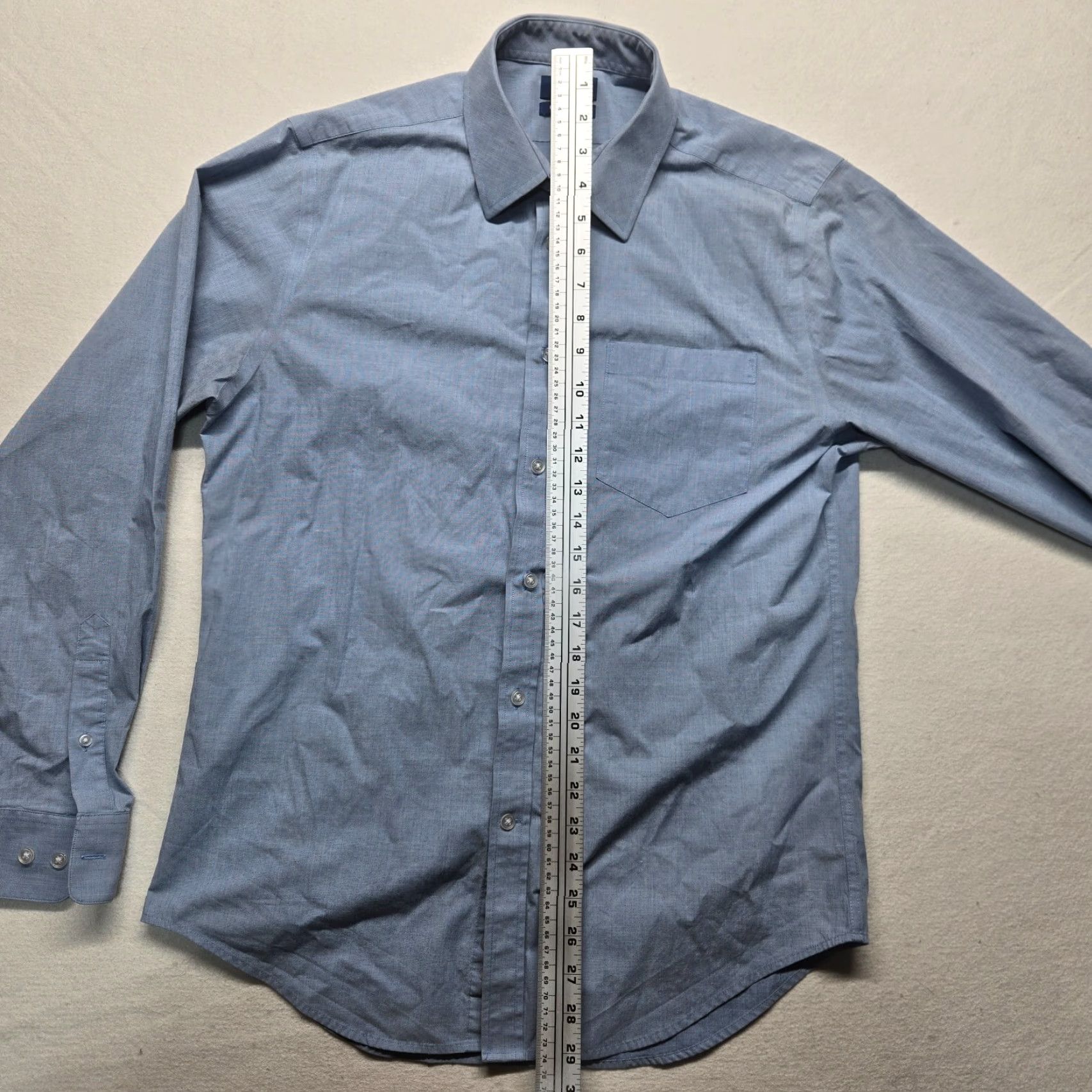George VINTAGE? No. George Shirt Adult Men M Blue Long Sleeve Button-Up 38-40 Cotton Polyester Casual Classic, Easy Care Mens Size US M / EU 48-50 / 2 - 6 Thumbnail