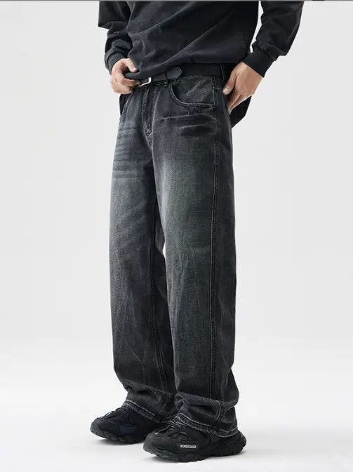 Japanese Brand Men's loose distressed washed wide-leg high street jeans Size US 32 / EU 48 - 4 Thumbnail