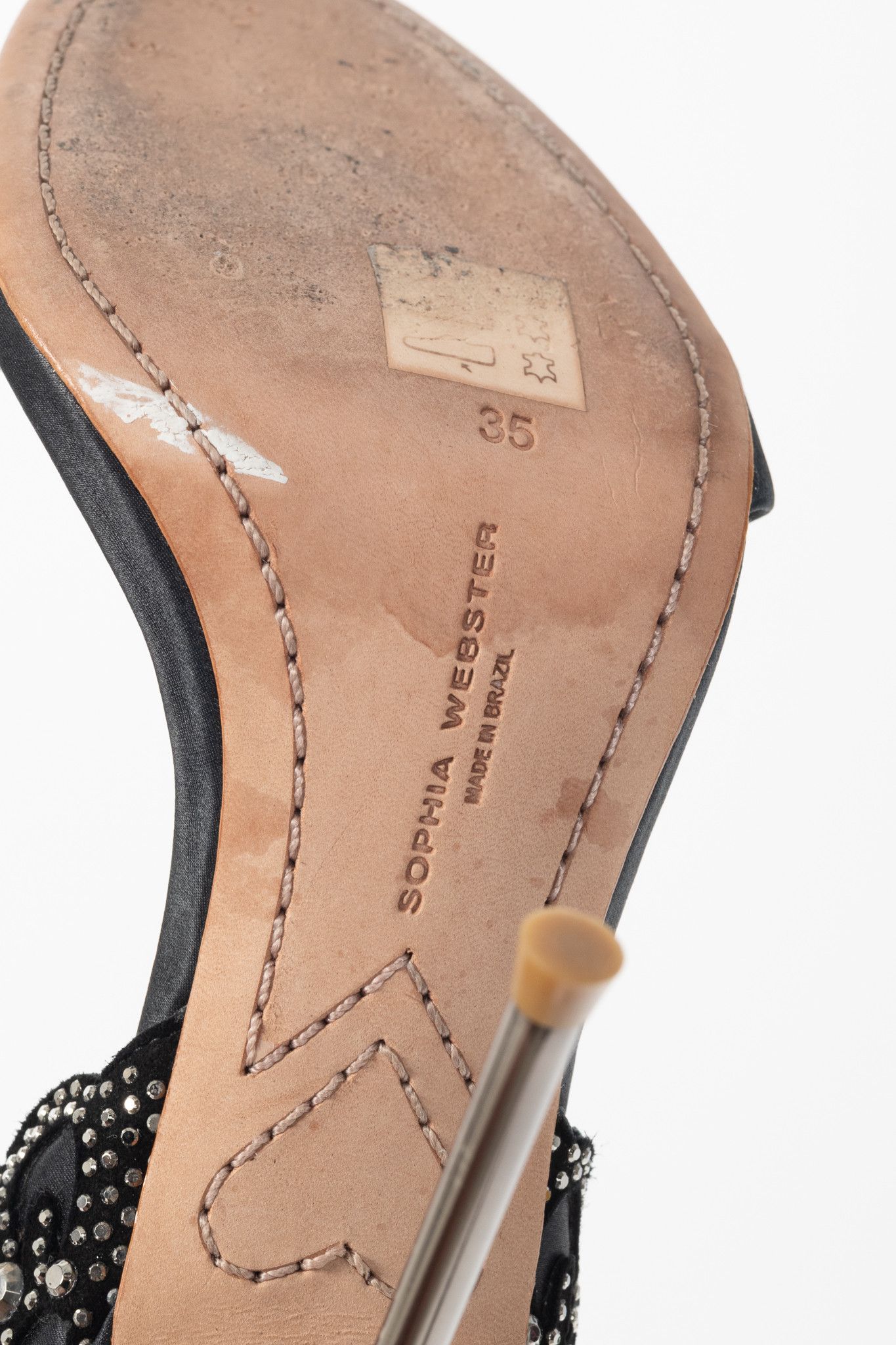 Sophia Webster Sophia Webster Evangeline Crystal-Embellished Satin Sandals Size US 4.5 / IT 34.5 - 5 Thumbnail