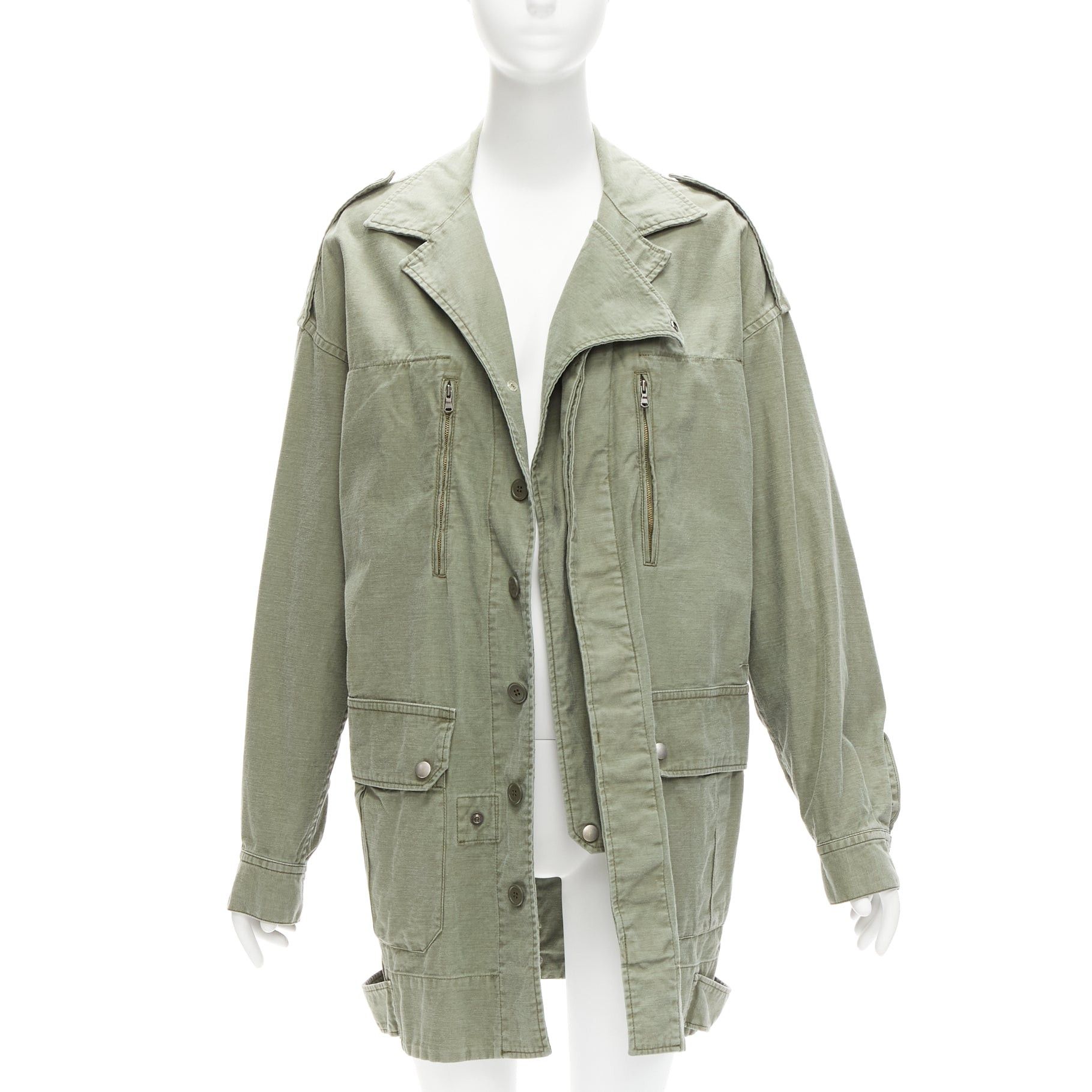 Limi Feu new LIMI FEU washed green cotton zip back pocketed utility parka coat S Size S / US 4 / IT 40 - 1 Thumbnail