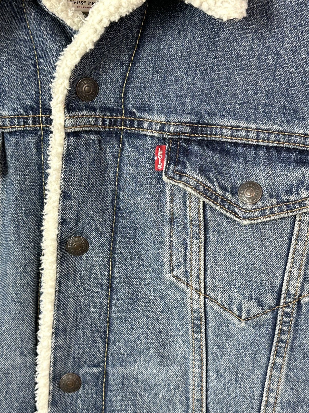 Levi's Levi’s Premium Sherpa Lined Denim Blue Trucker Snap Jacket Size US M / EU 48-50 / 2 - 6 Thumbnail