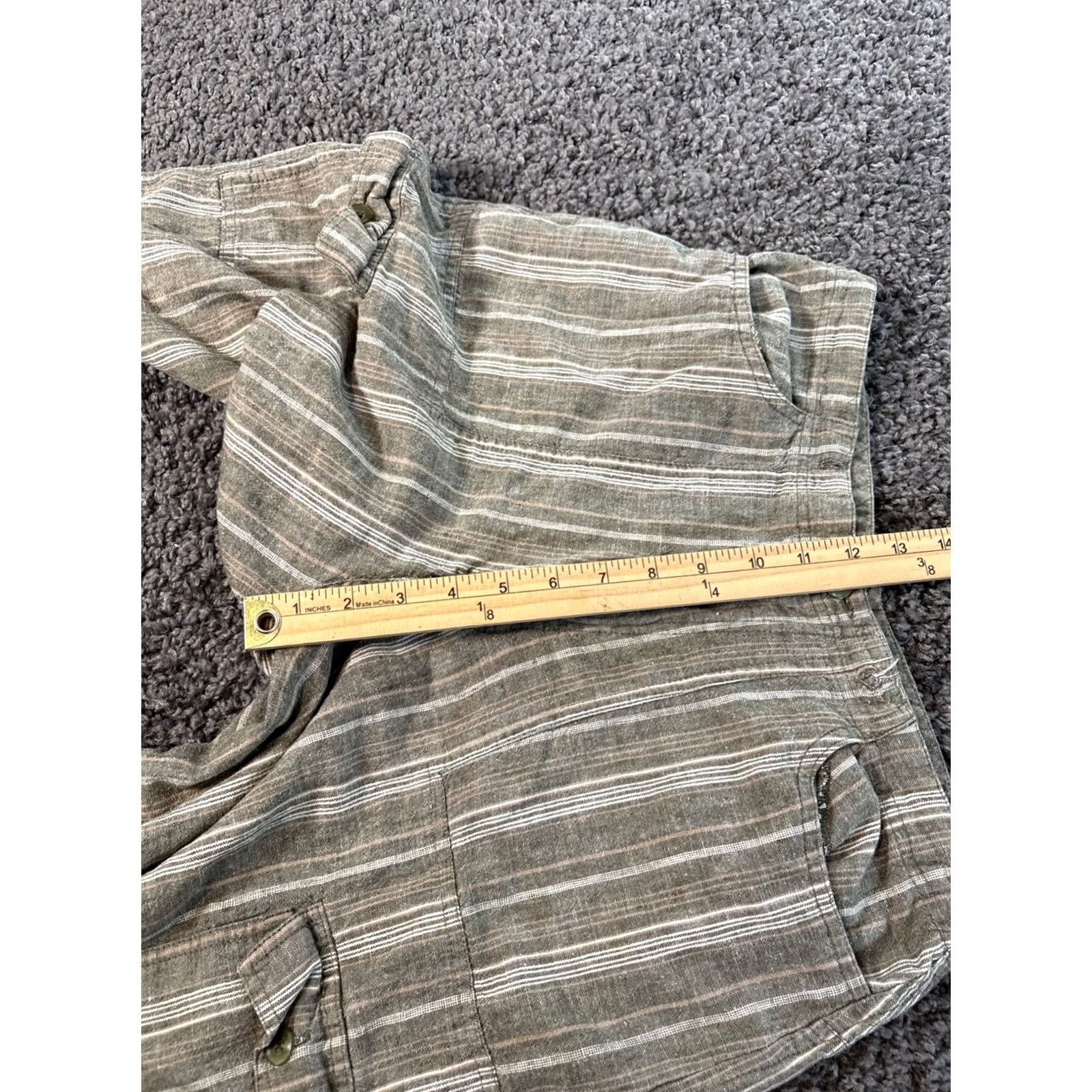 Vintage VINTAGE Marla Kim Linen Pants Womens 28x20 Cropped Capri Green Stripe 90s Pants Size 28" / US 6 / IT 42 - 6 Thumbnail