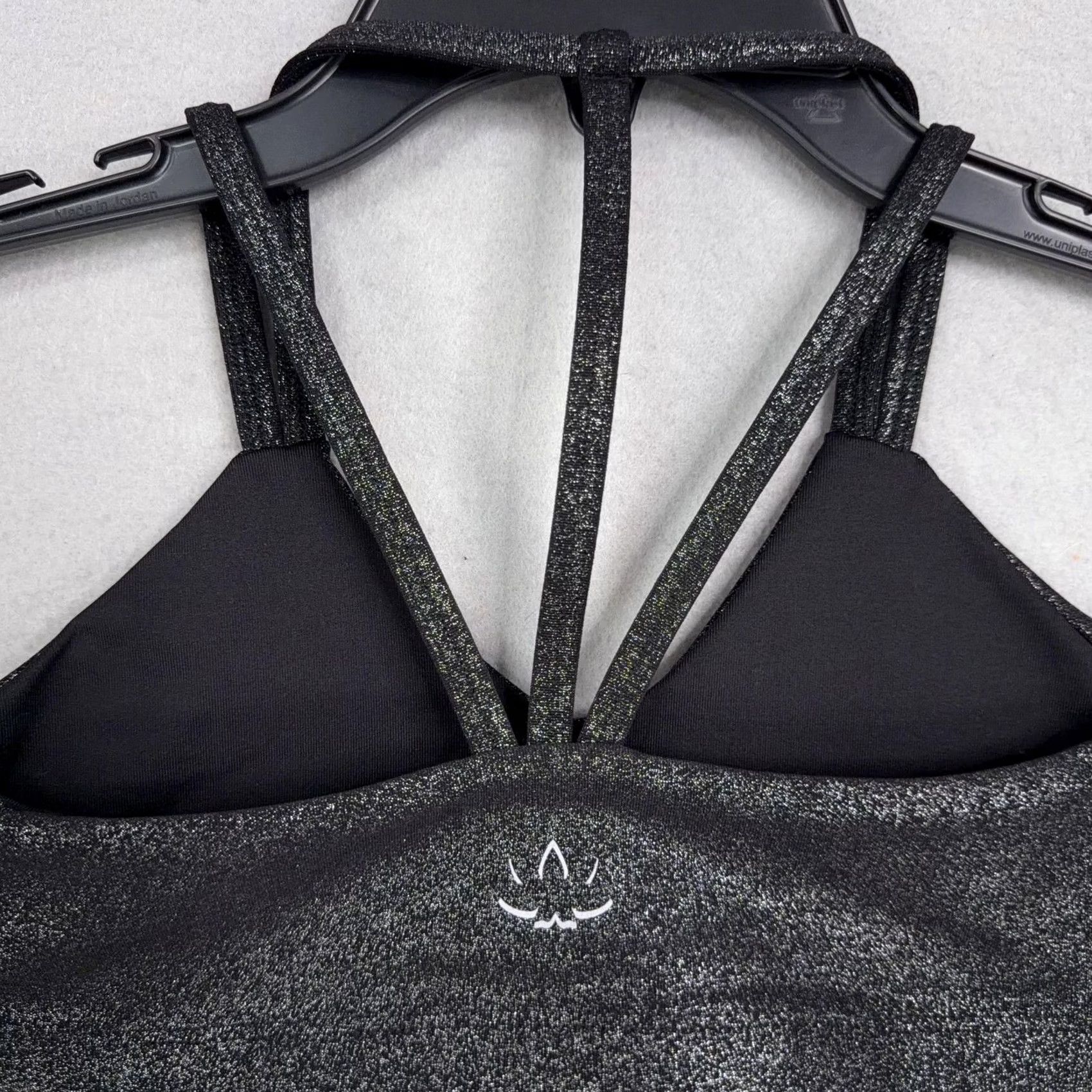 Beyond Yoga Beyond Yoga Sports Bra XS Black Shimmer Strappy Racerback Made USA Size ONE SIZE - 6 Thumbnail