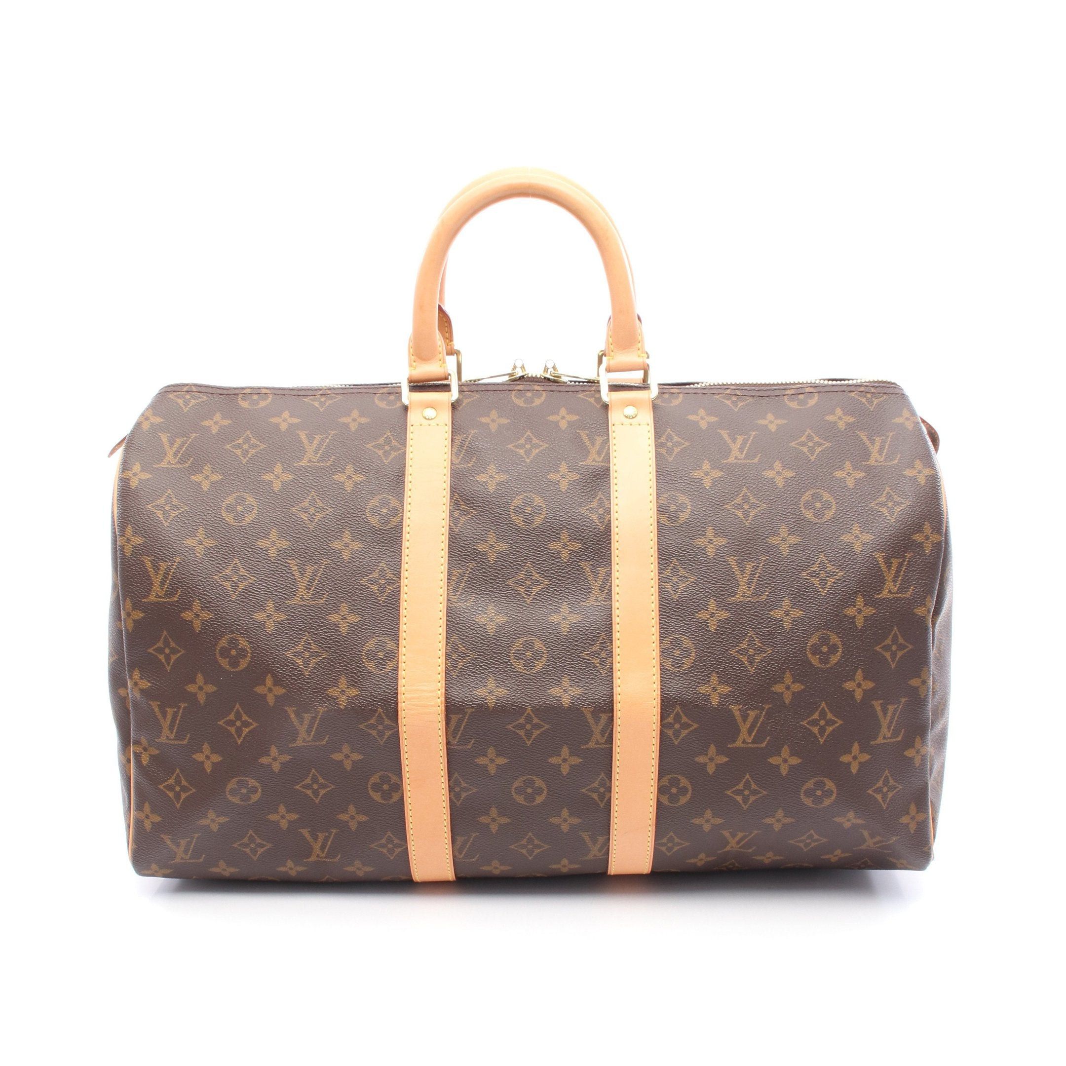 Louis Vuitton Louis Vuitton Keepall 45 Monogram Boston Bag Leather Brown Size ONE SIZE - 1 Thumbnail