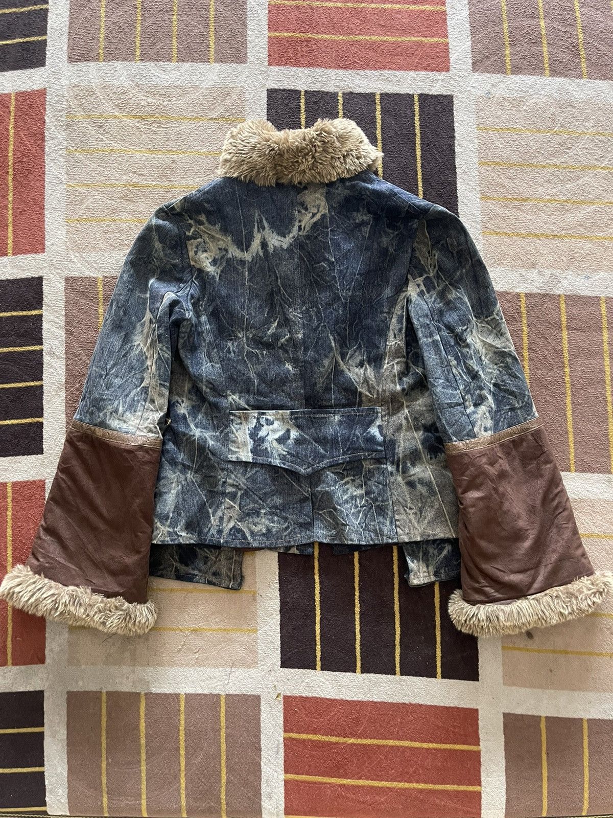 If Six Was Nine JOLIE JOLIE ITALY Faux Fur Collar Acid Wash Punk Jacket Size M / US 6-8 / IT 42-44 - 2 Thumbnail