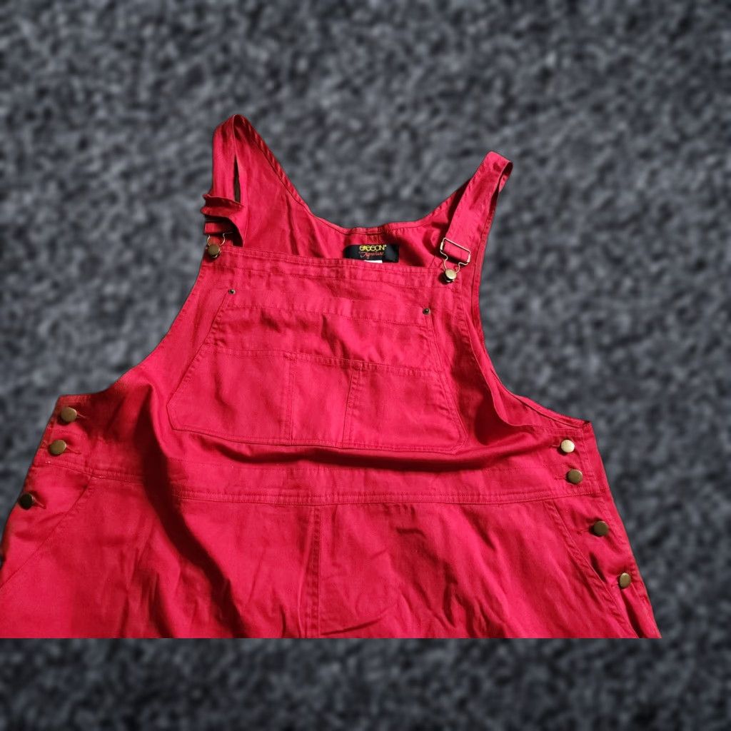 Vintage VINTAGE Sasson Plus 24W Signature Bib Overalls Jumper Cotton Teacher Dress Red Size 4XL / US 24-26 - 1 Thumbnail