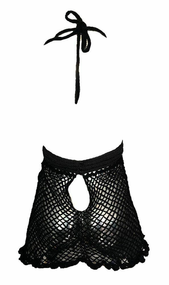 Designer Pre Owned Black Hand Made Crocheted Blouse L Size L / US 10 / IT 46 - 2 Thumbnail