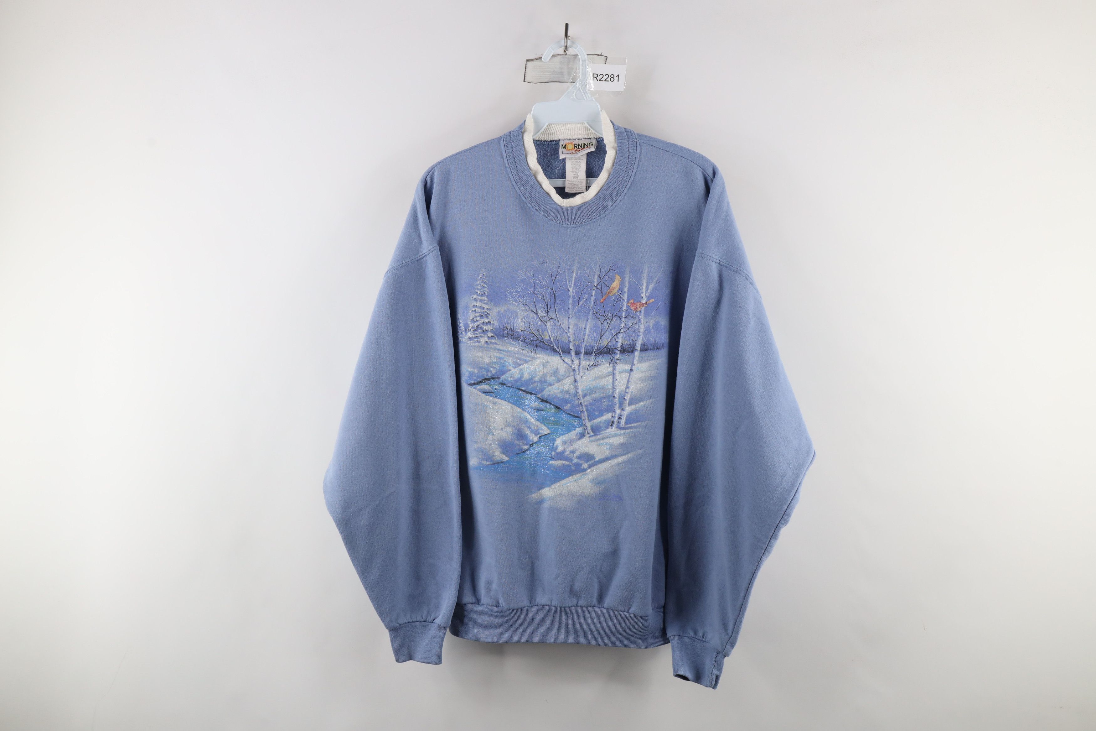 Vintage Vintage 90s Country Primitive Snow Stream Birds Sweatshirt Size L / US 10 / IT 46 - 1 Thumbnail