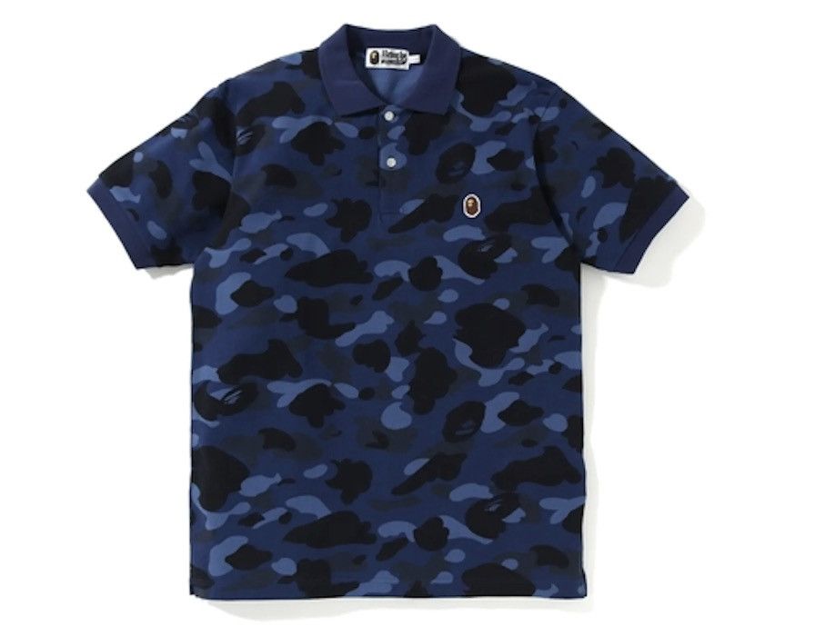 Image of Bape Color Camo One Point Polo in Blue, Men's (Size Small)