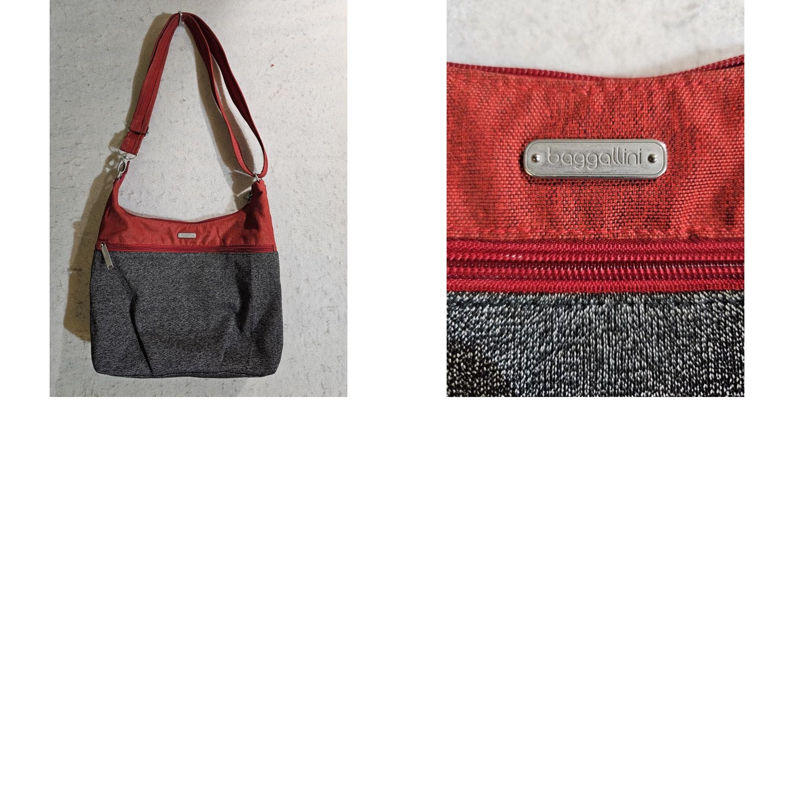 Vintage Baggallini SecurTex Anti Theft Half Moon Crossbody Travel Bag Red & Gray Handbag Size ONE SIZE - 9 Thumbnail