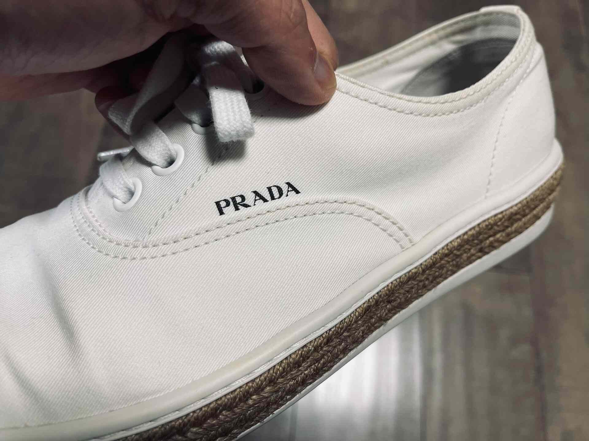 Prada Prada Classic White Leather Sneakers Size US 10 / EU 43 - 1 Thumbnail