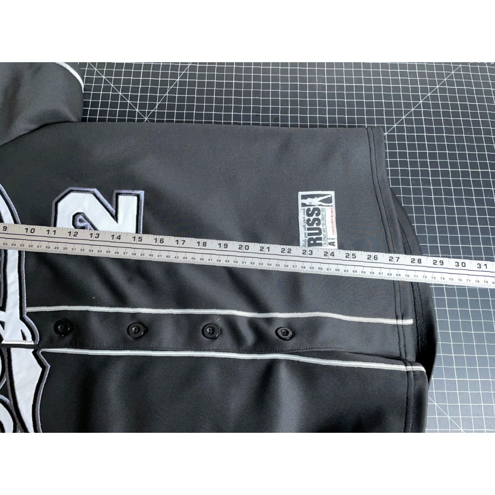Vintage VINTAGE Russ Psycho Baseball Jersey Mens Large Black Script Embroidered 2021 Hip Hop Retro Baseball Jersey Size US L / EU 52-54 / 3 - 6 Thumbnail