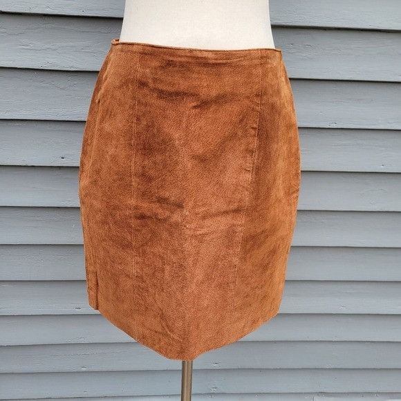 Vintage Vintage 90s y2k Bratz Brown Suede Leather High Waisted Midi Size 32" / US 10 / IT 46 - 2 Thumbnail