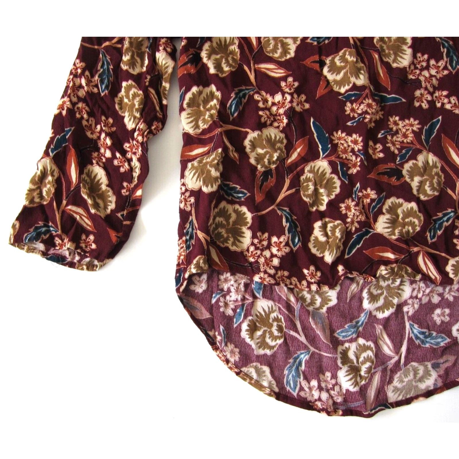 Vintage Daniel Rainn Blouse 3/4 Sleeve Tunic Womens M-L Floral Rayon Red Orange Green V-Neck Size L / US 10 / IT 46 - 6 Thumbnail