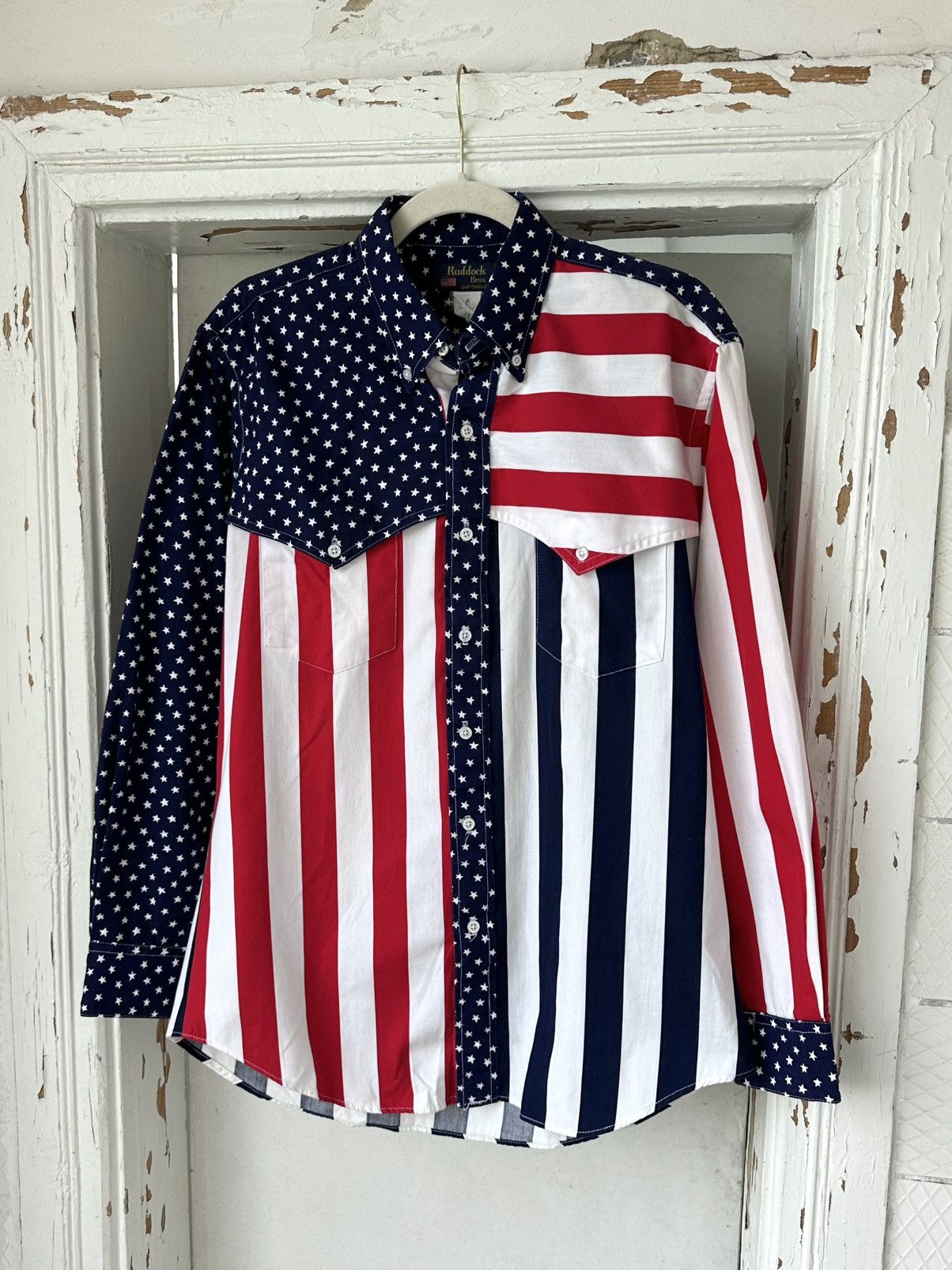 Ruddock Shirts × Vintage Vintage Ruddock Bros US Flag Shirt Size US M / EU 48-50 / 2 - 1 Thumbnail