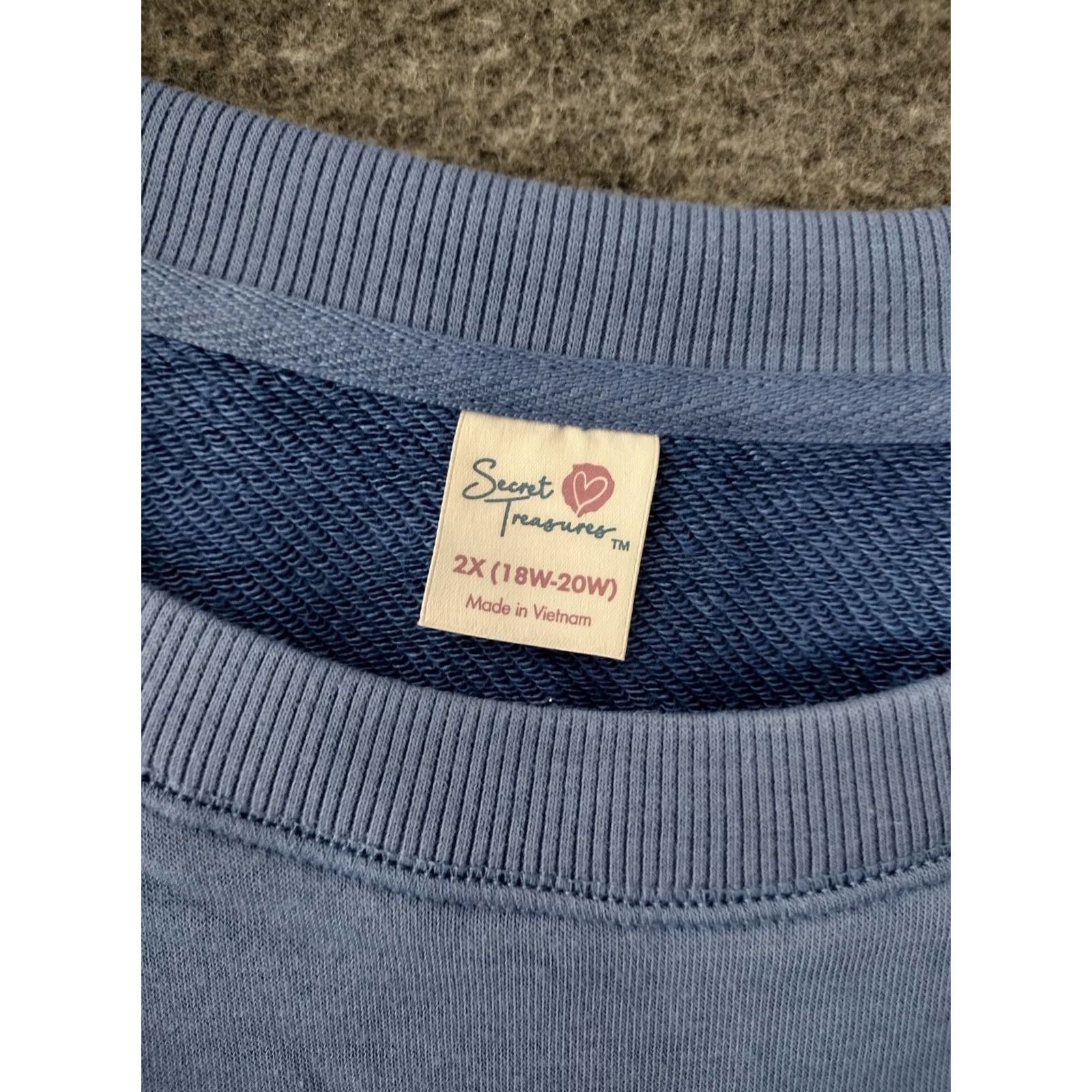 Vintage Secret Treasures Blue Crop Sleepshirt 2X Adult Womens Cotton Blend Crew Neck Short Sleeve Lounge Sleepwear Size XXL / US 16-18 / IT 52-54 - 7 Thumbnail