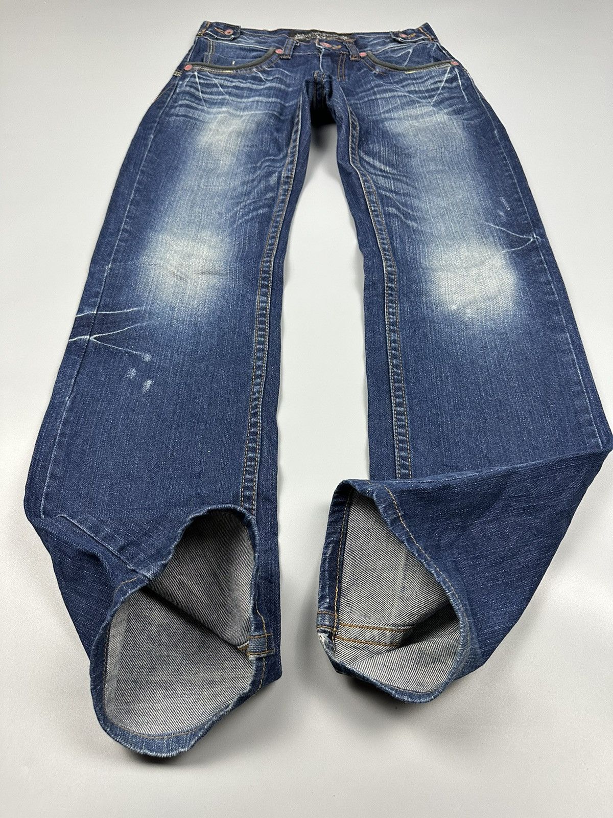 If Six Was Nine × Le Grande Bleu (L.G.B.) Distressed Red Pepper Whiskered Flared Jeans Size US 30 / EU 46 - 7 Thumbnail