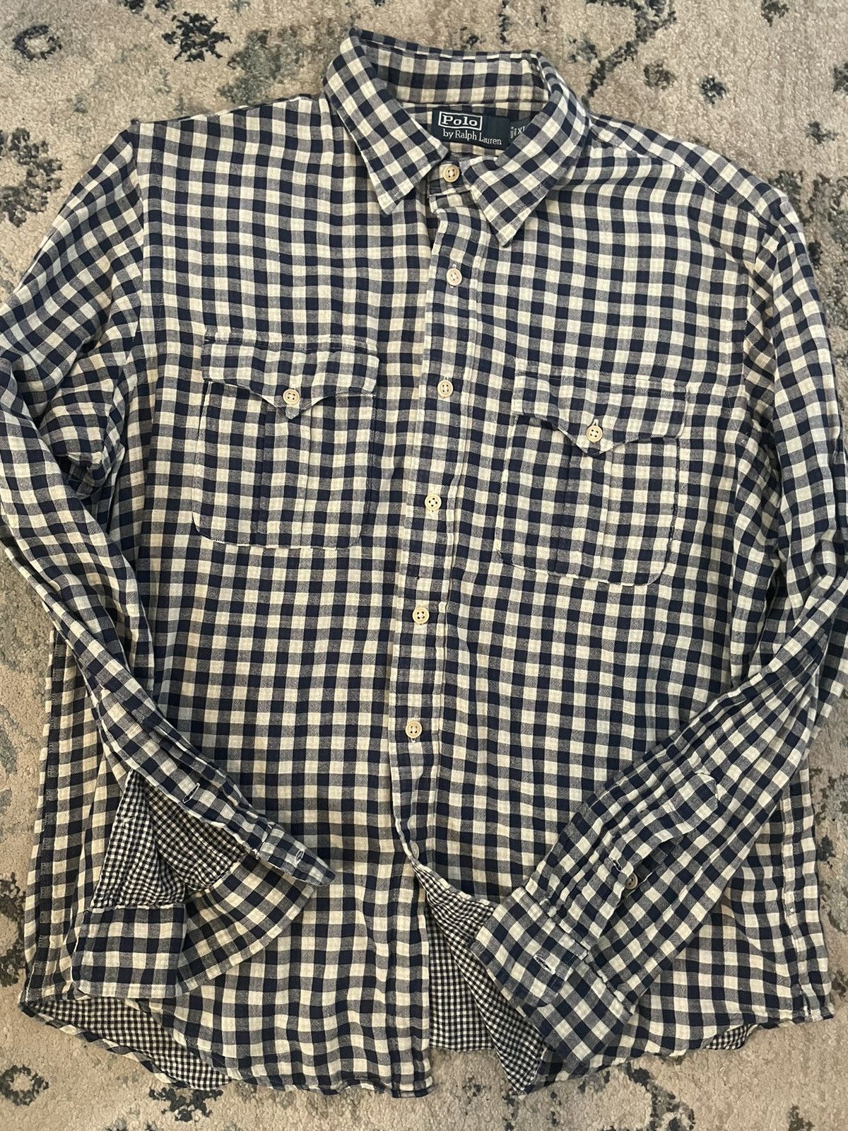 Polo Ralph Lauren × Vintage Double Faced Check Print Patch Pocket Shirt Size US XL / EU 56 / 4 - 2 Thumbnail