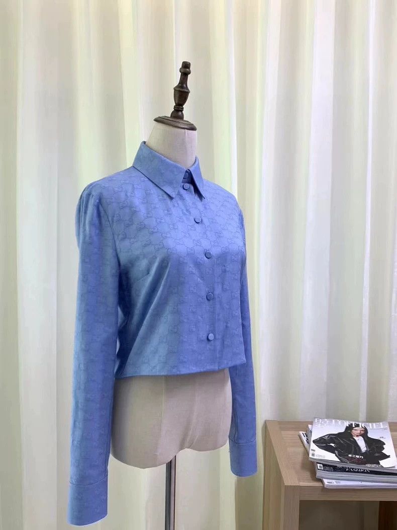 Gucci Gucci Short long-sleeved shirt with full print logo 2501-Ne Size US XXS / EU 40 - 2 Thumbnail
