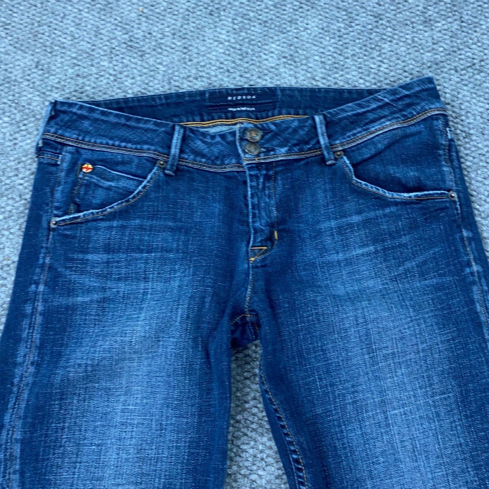 Hudson Hudson Jeans Womens 31 Blue 31" Inseam Mid-Rise USA Faded Stretch Collin Flaps Size 33" - 2 Thumbnail