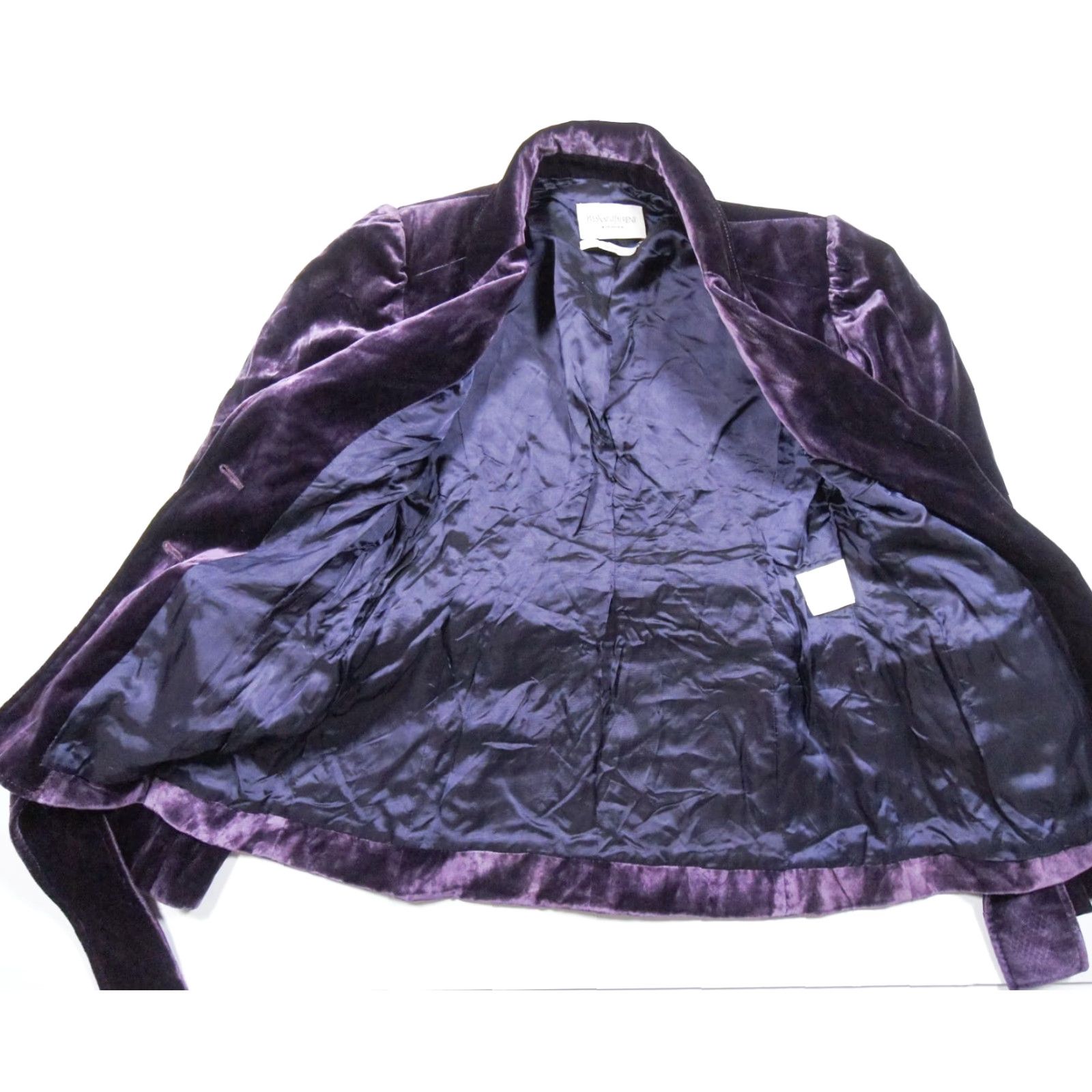 Yves Saint Laurent VINTAGE Yves Saint Laurent Women's Blazer Jacket Size 42 Purple Velvet Designer Office Formal Size M / US 6-8 / IT 42-44 - 7 Thumbnail