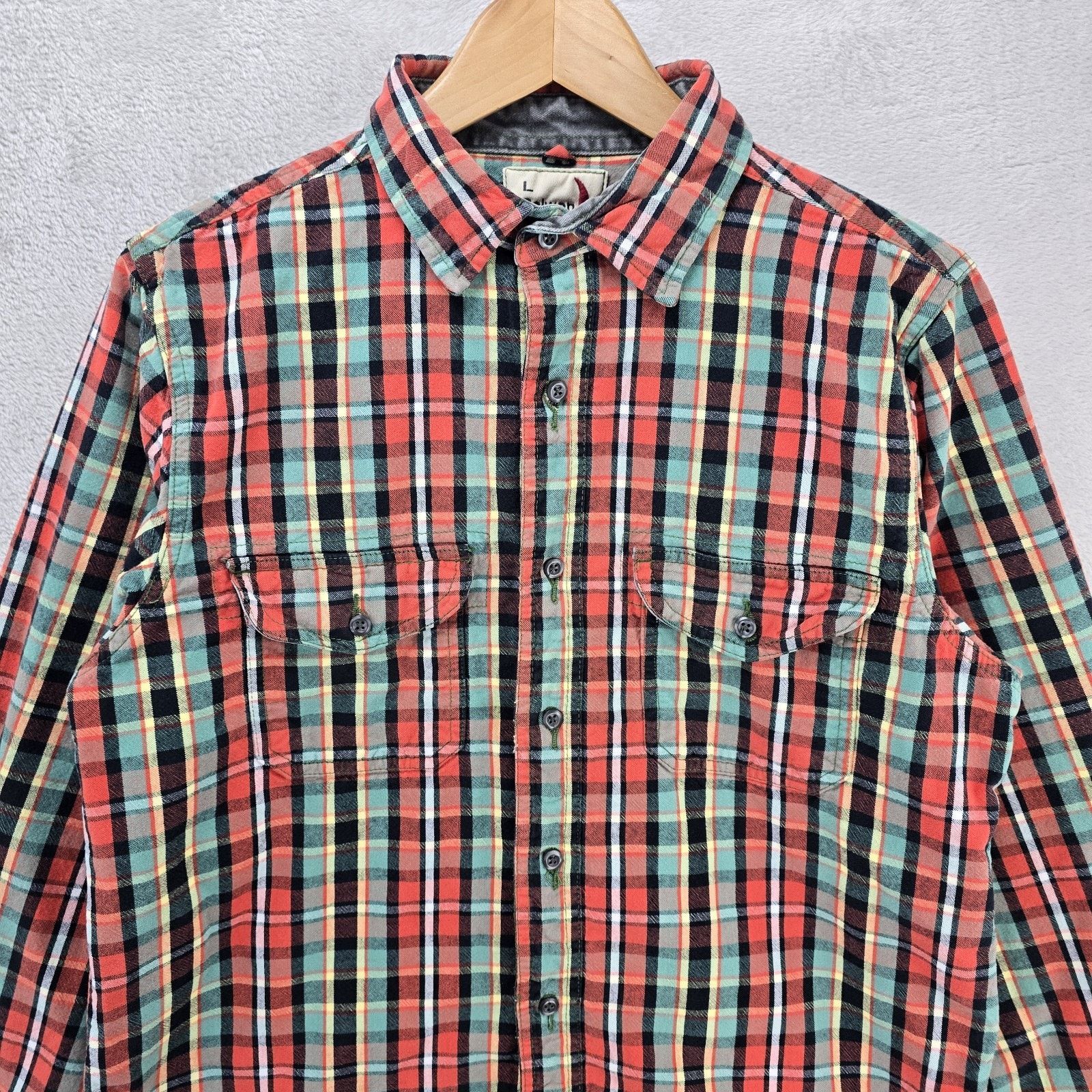 Relwen Relwen Plaid Long Sleeve Button Up Shirt Mens Large Flannel Size US L / EU 52-54 / 3 - 3 Thumbnail