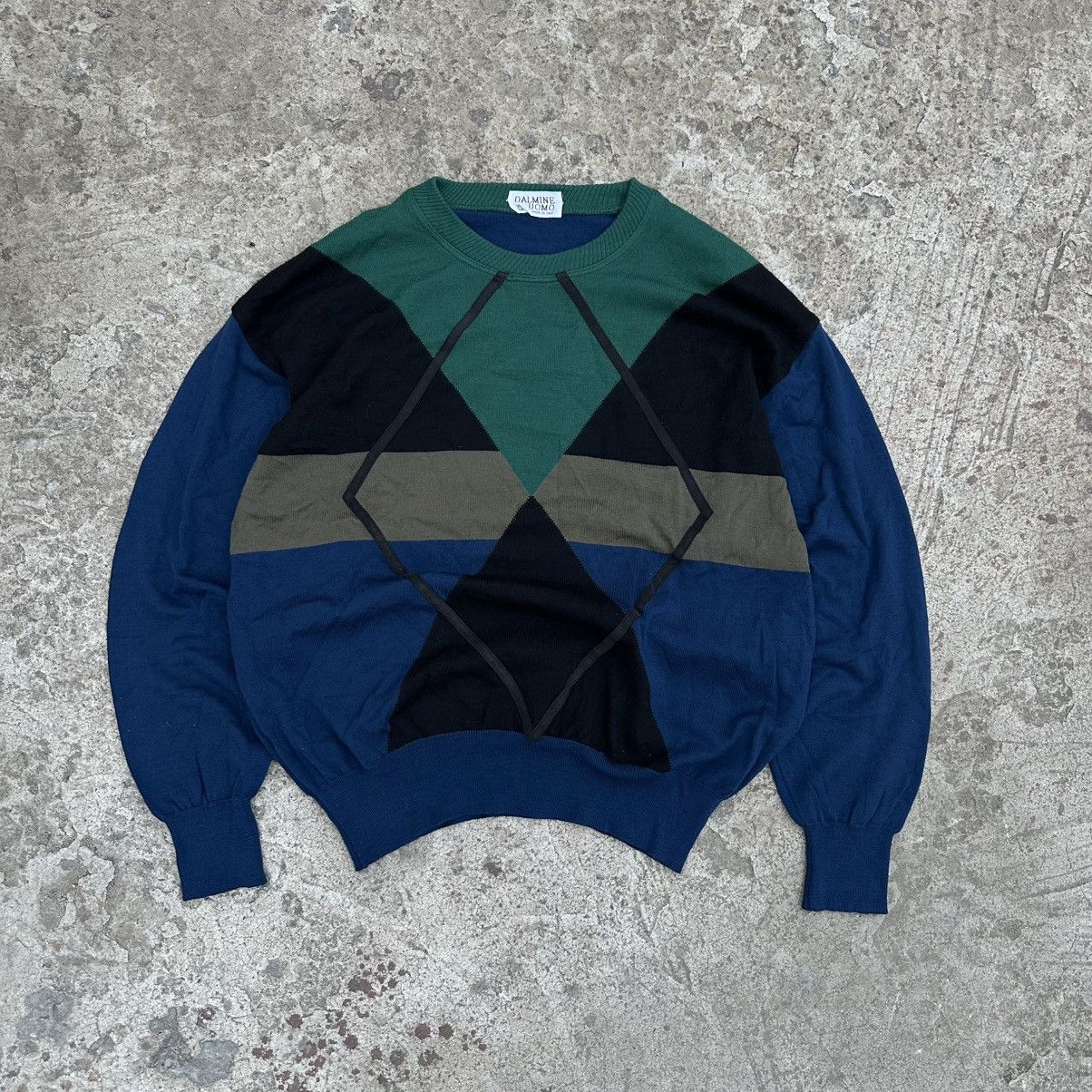 Dalmine × Vintage VTG Dalmine Uomo Geometric Coloured Patterns Sweater Lana Size US XL / EU 56 / 4 - 1 Thumbnail